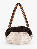 Bolso Baguette Animal Print Beige