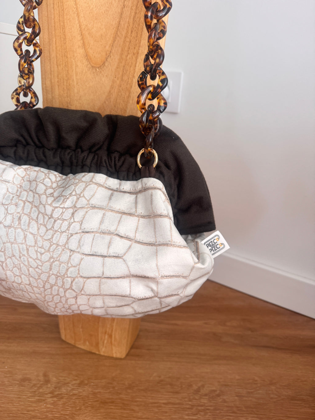 Bolso Baguette Animal Print Beige