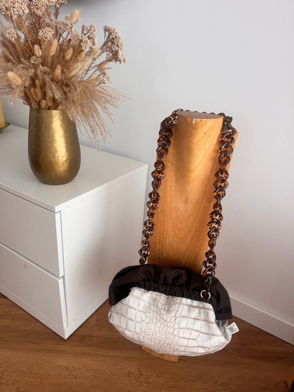Bolso Baguette Animal Print Beige