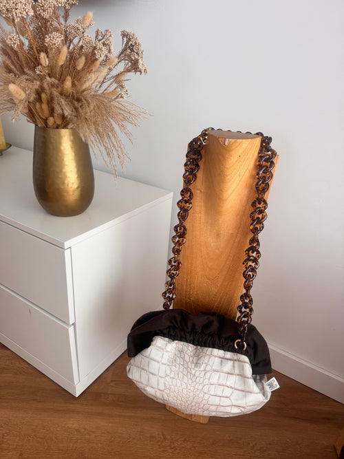 Bolso Baguette Animal Print Beige