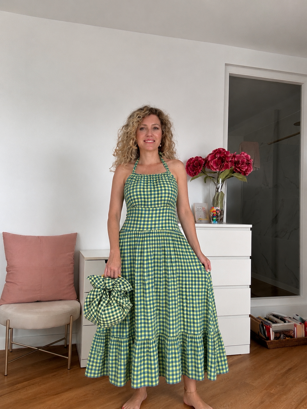 Vestido vichy al cuello