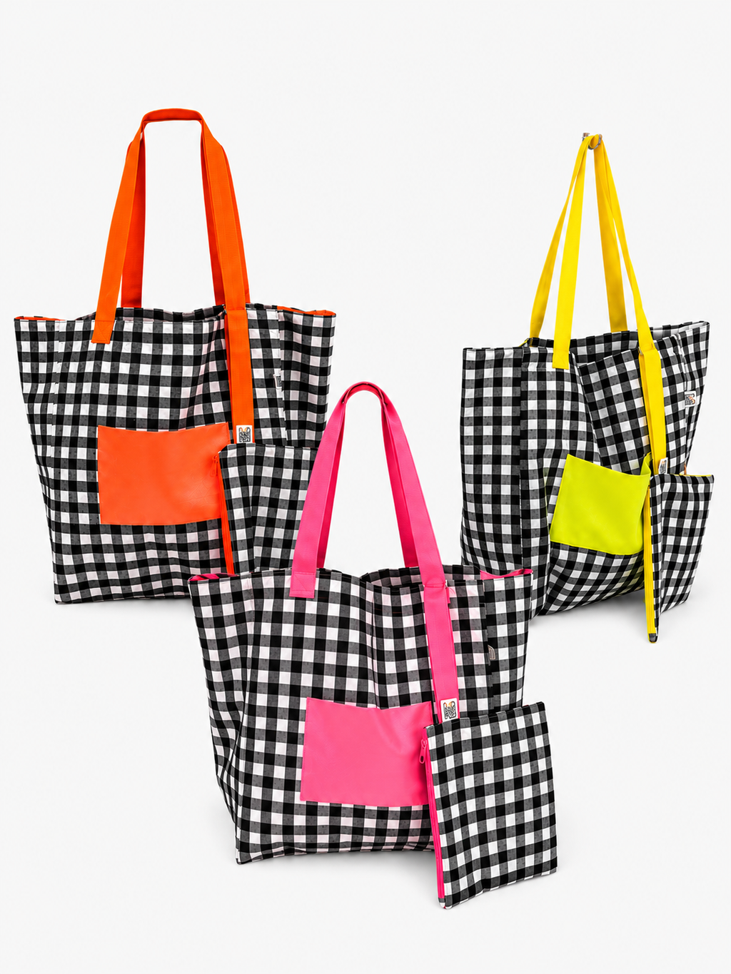 Fluorescent Gingham Shopper Bag