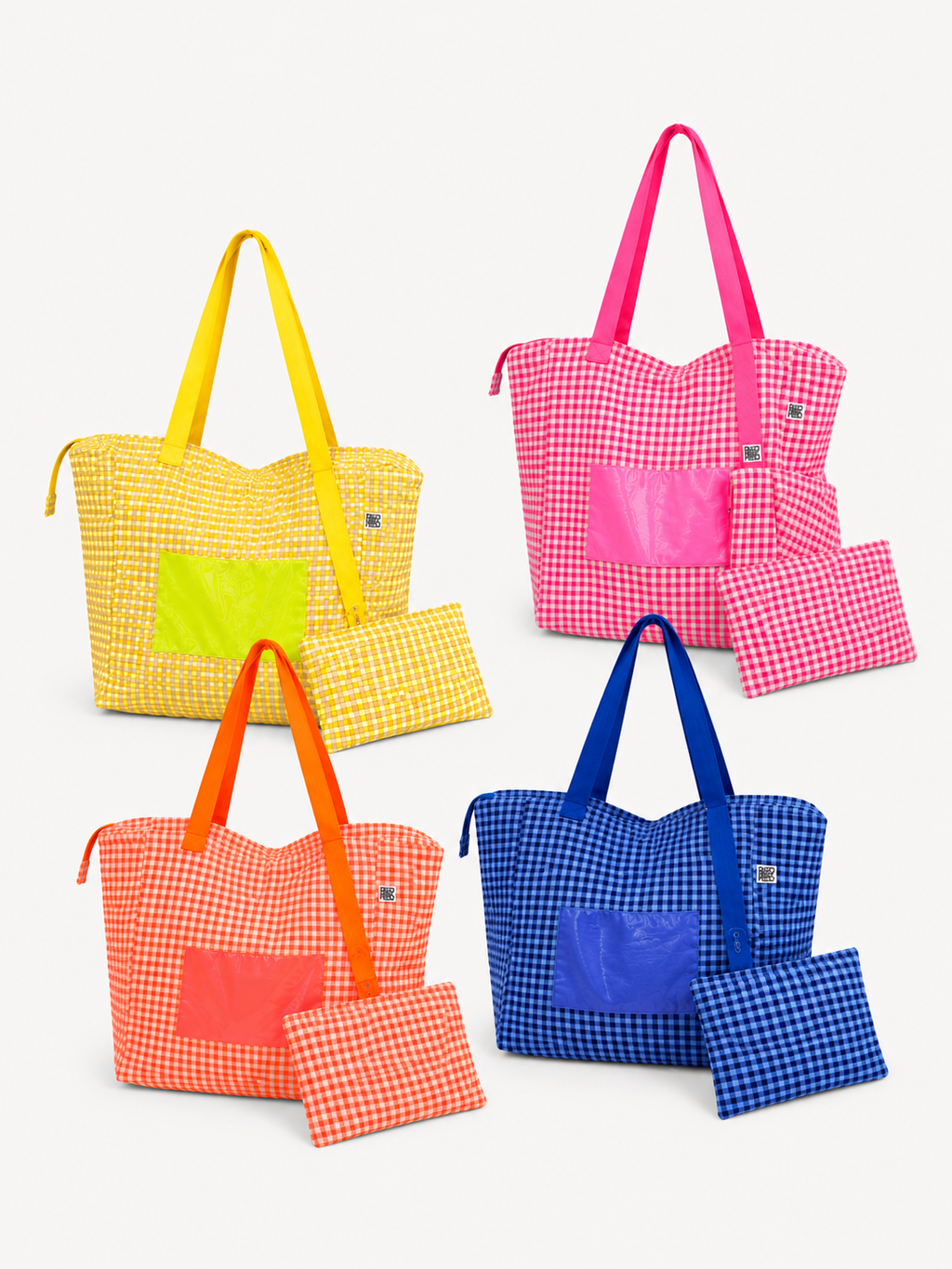 Fluorescent Gingham Shopper Bag