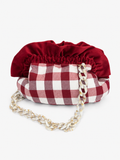 Burgundy Gingham Baguette Bag