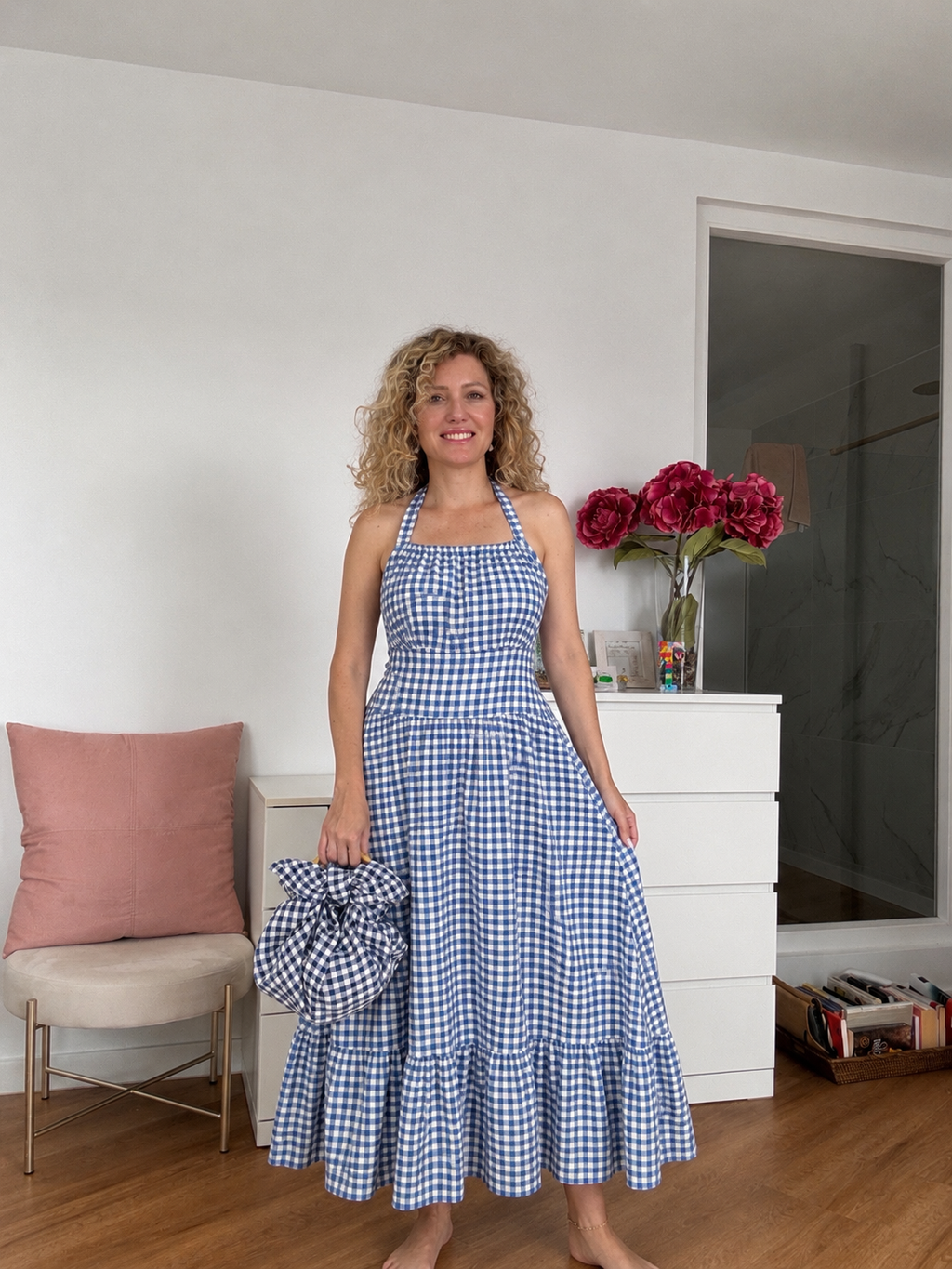 Vestido vichy al cuello