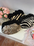Blue Animal Print Baguette Bag