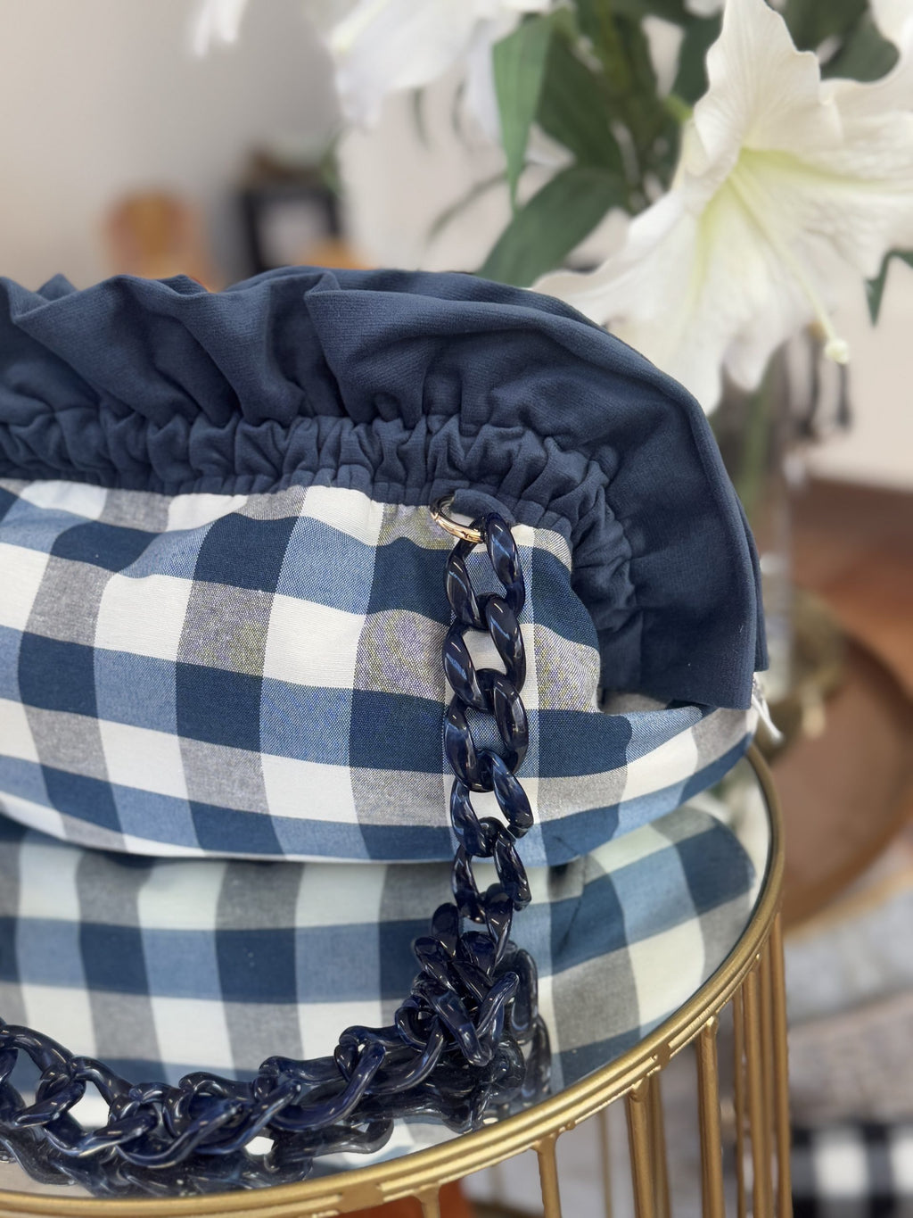 Bolso Baguette Vichy Azul