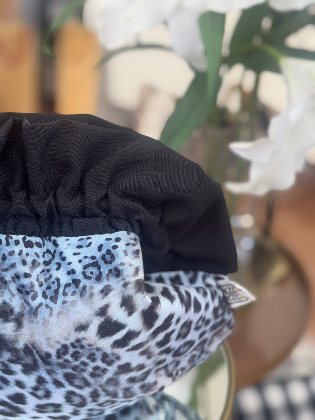 Blue Animal Print Baguette Bag