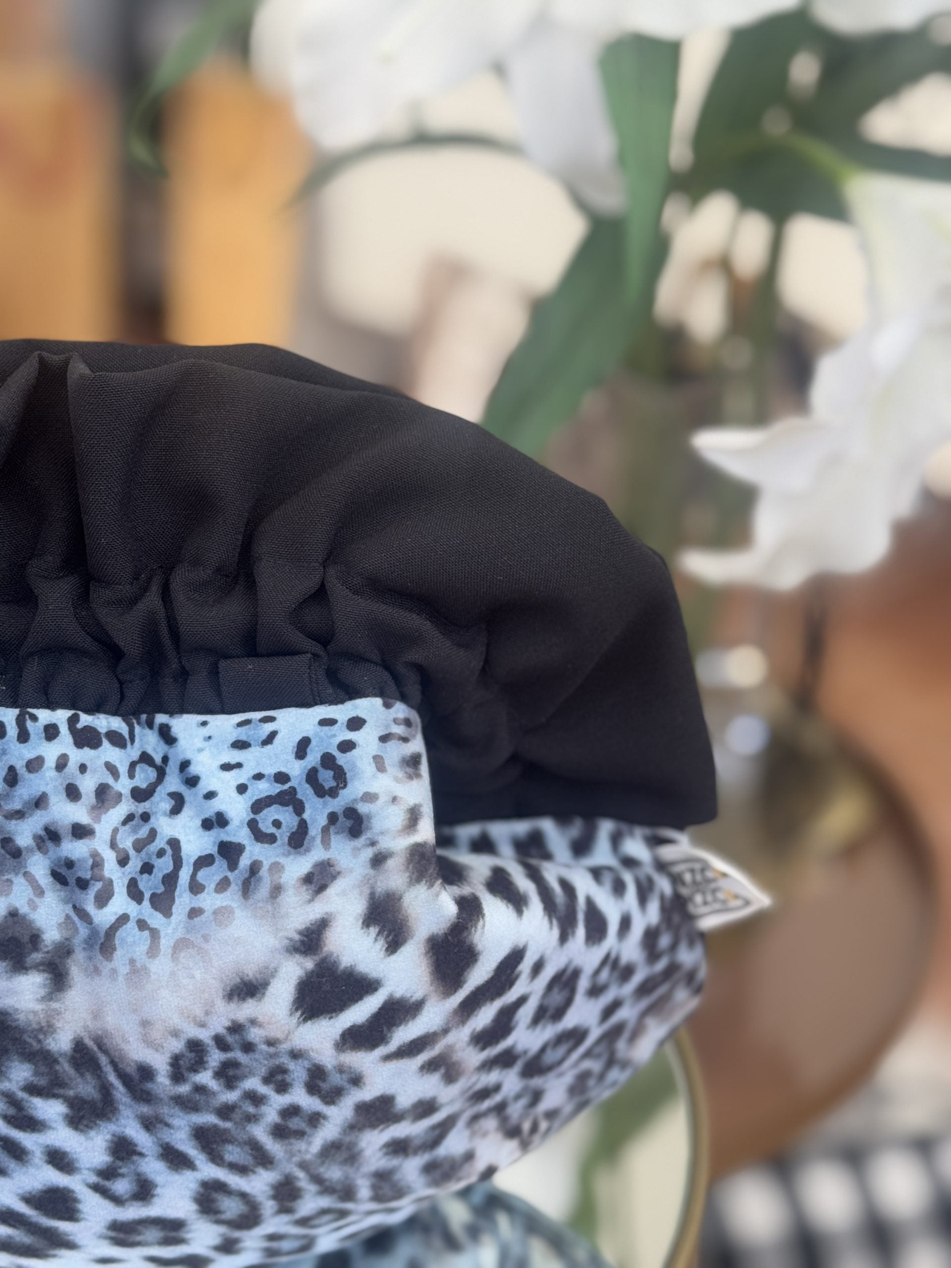Blue Animal Print Baguette Bag