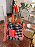 Gingham Beige Tote Bag