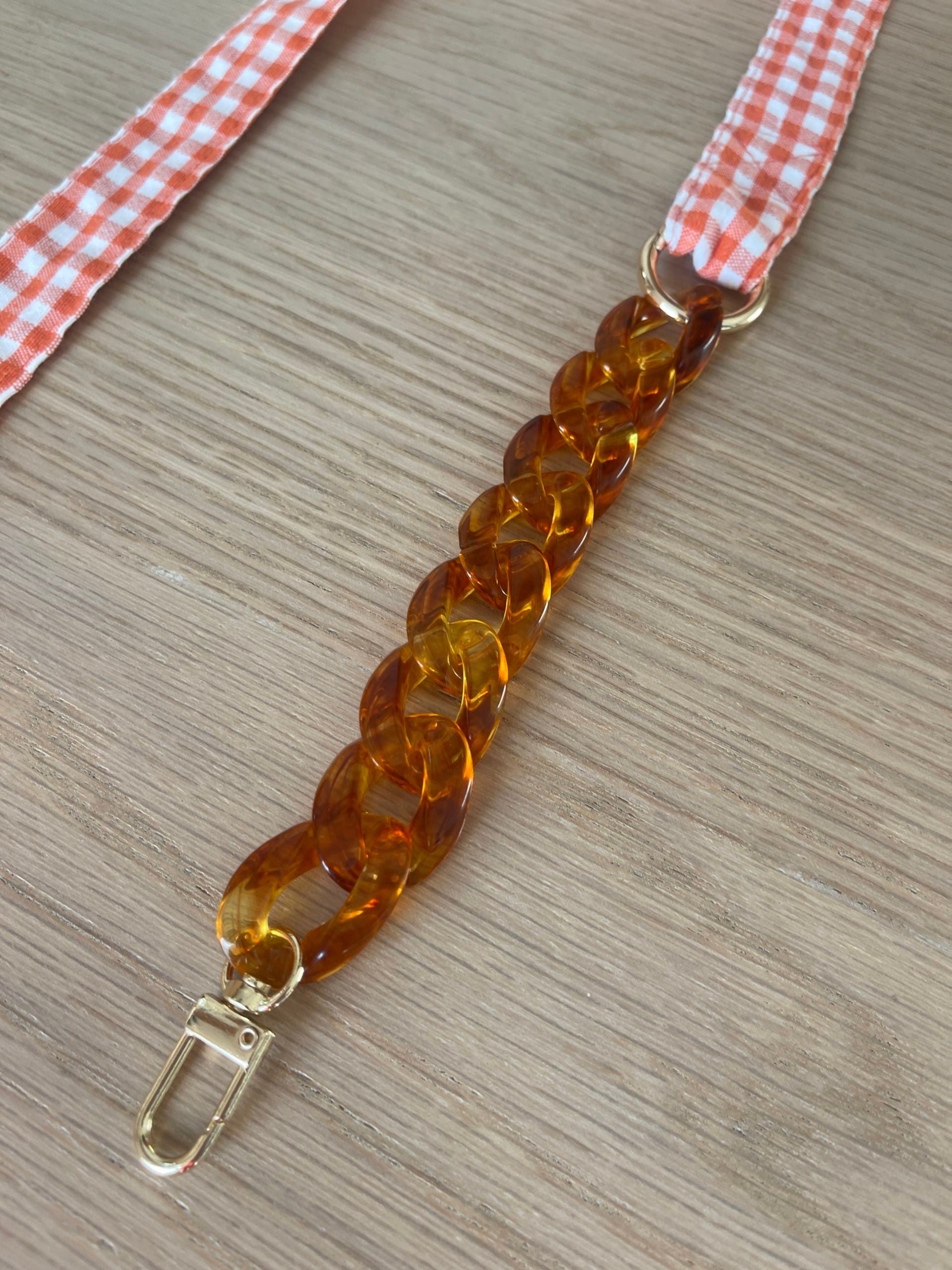 Orange Gingham Mobile Ribbon