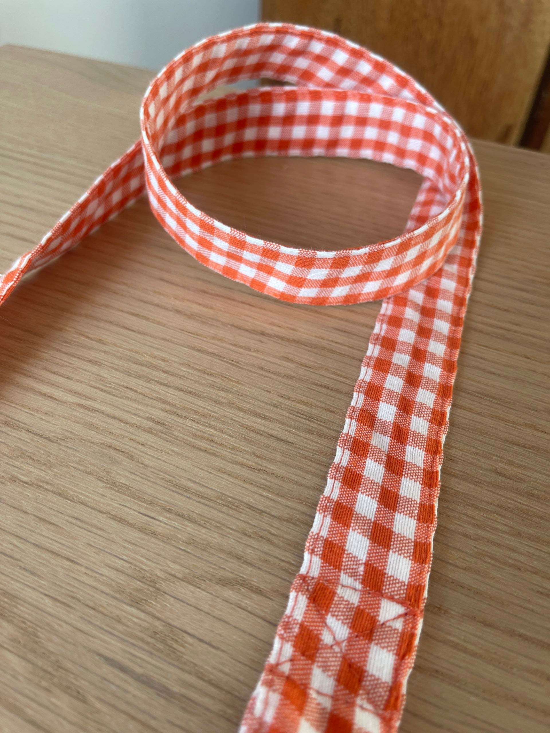 Orange Gingham Mobile Ribbon