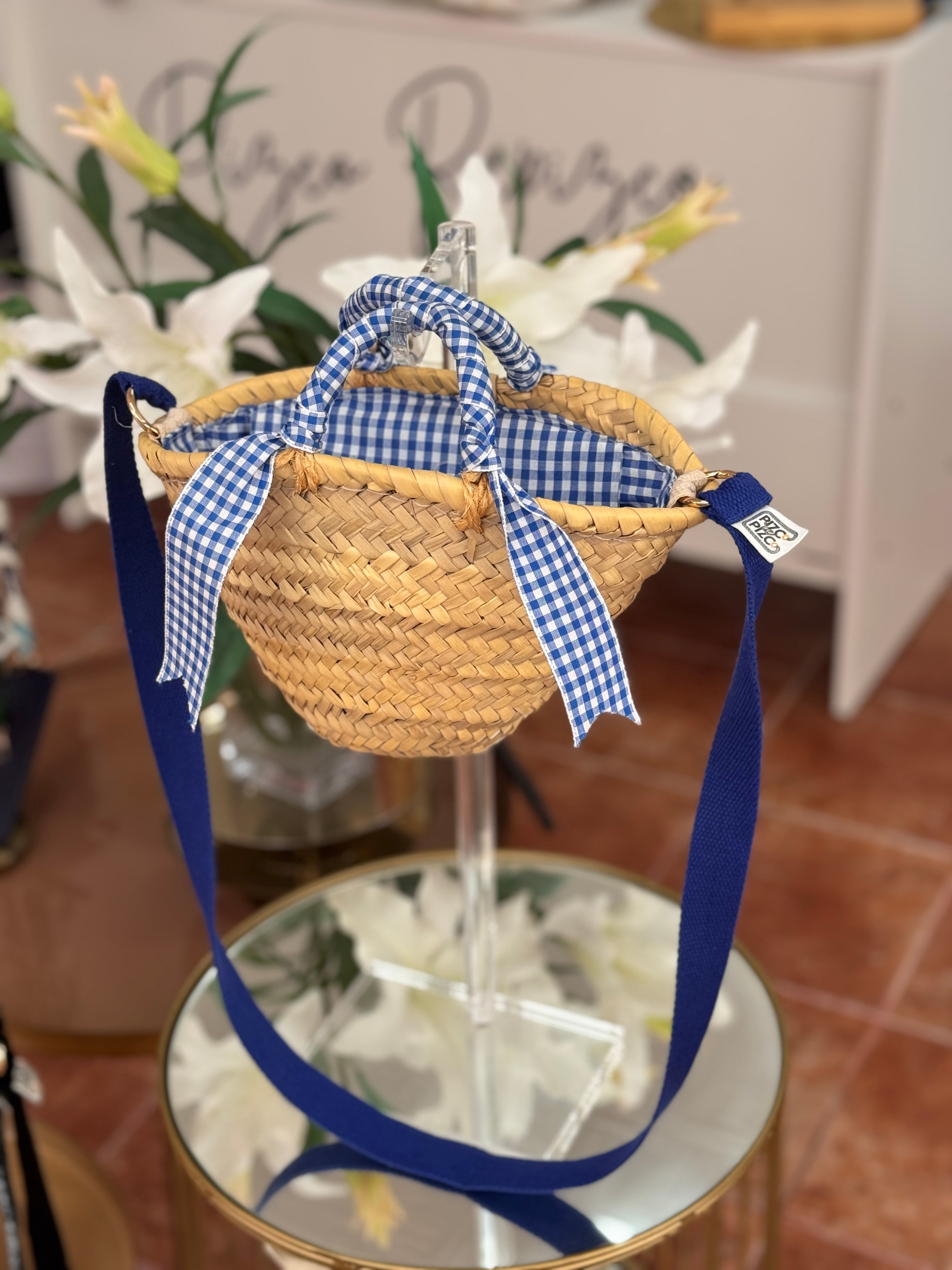 Blue Animal Print Baguette Bag