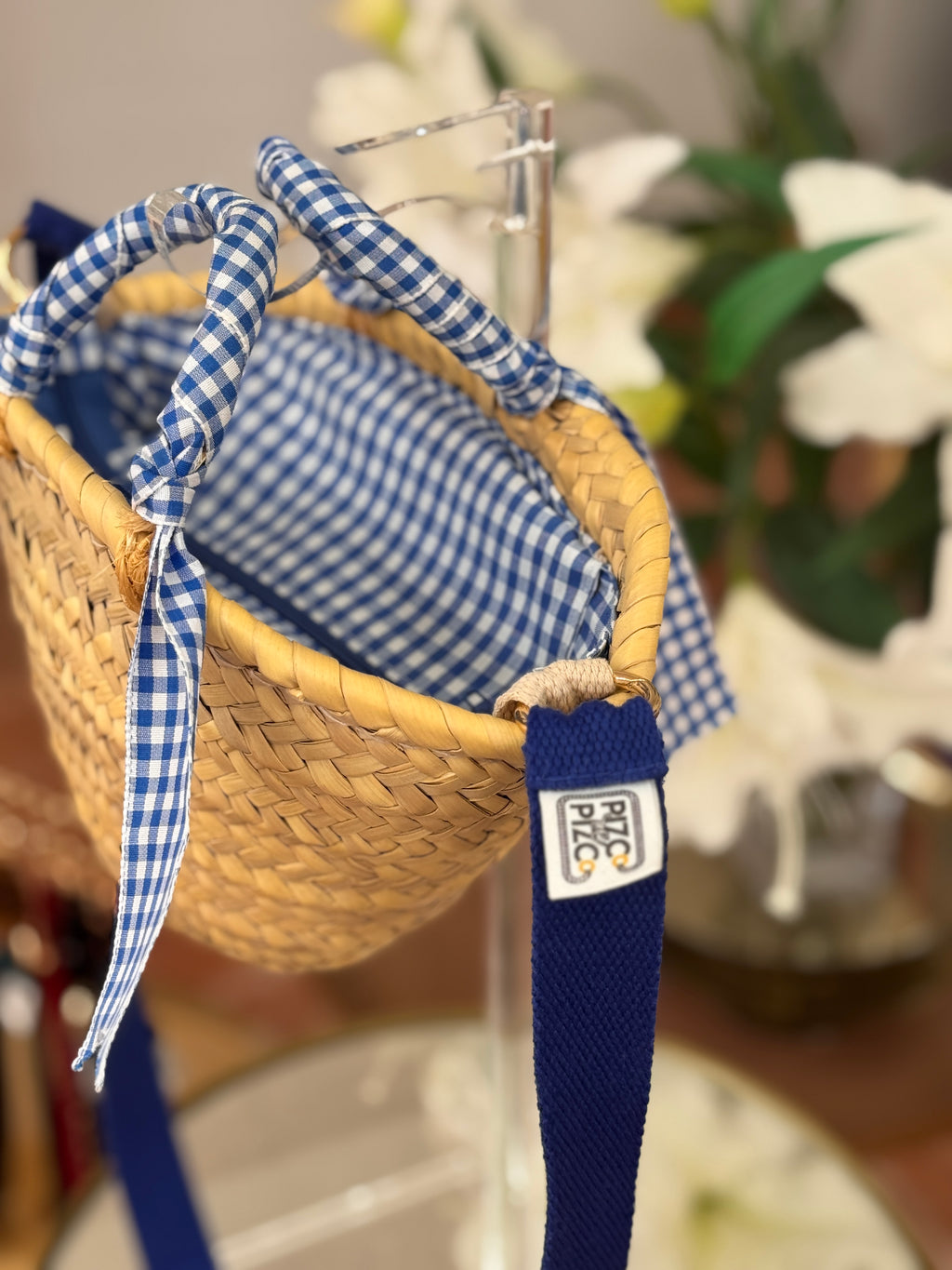 Blue Animal Print Baguette Bag