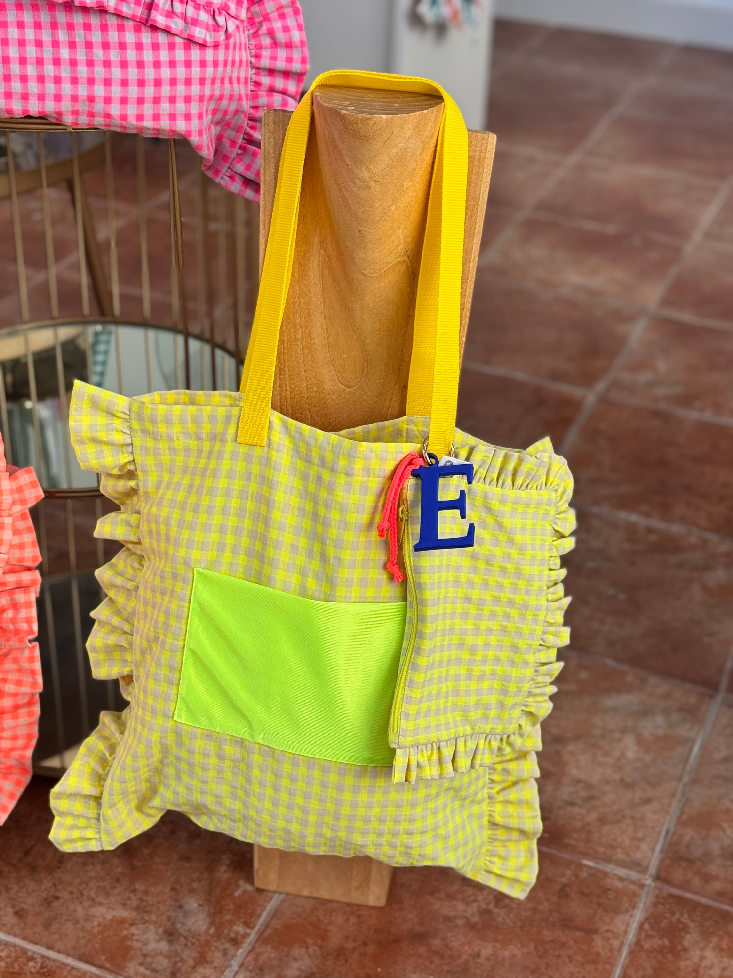 Gingham Beige Tote Bag
