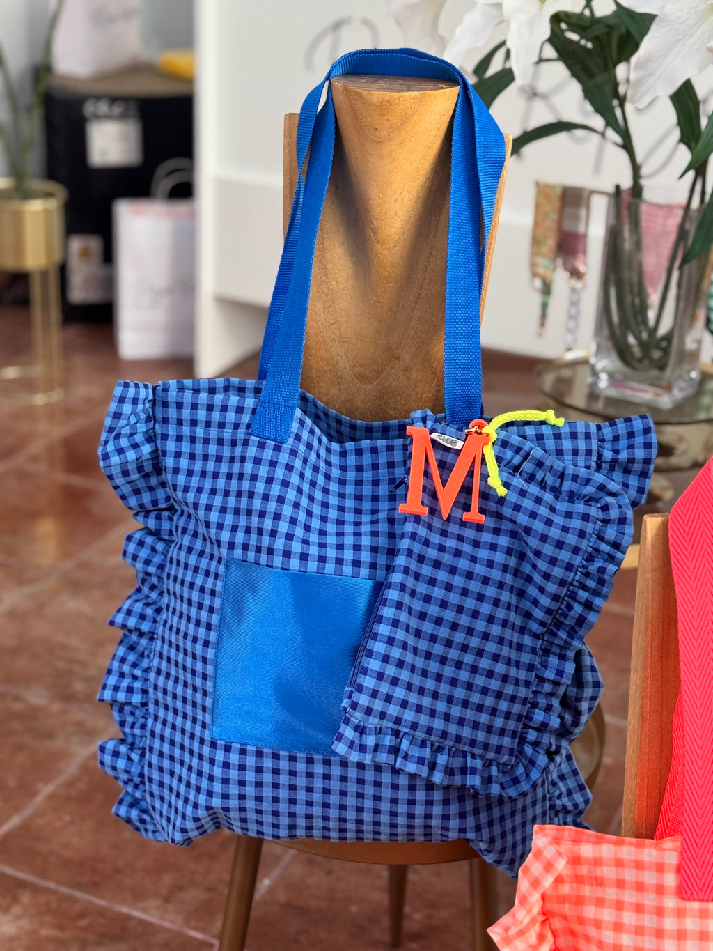 Gingham Beige Tote Bag