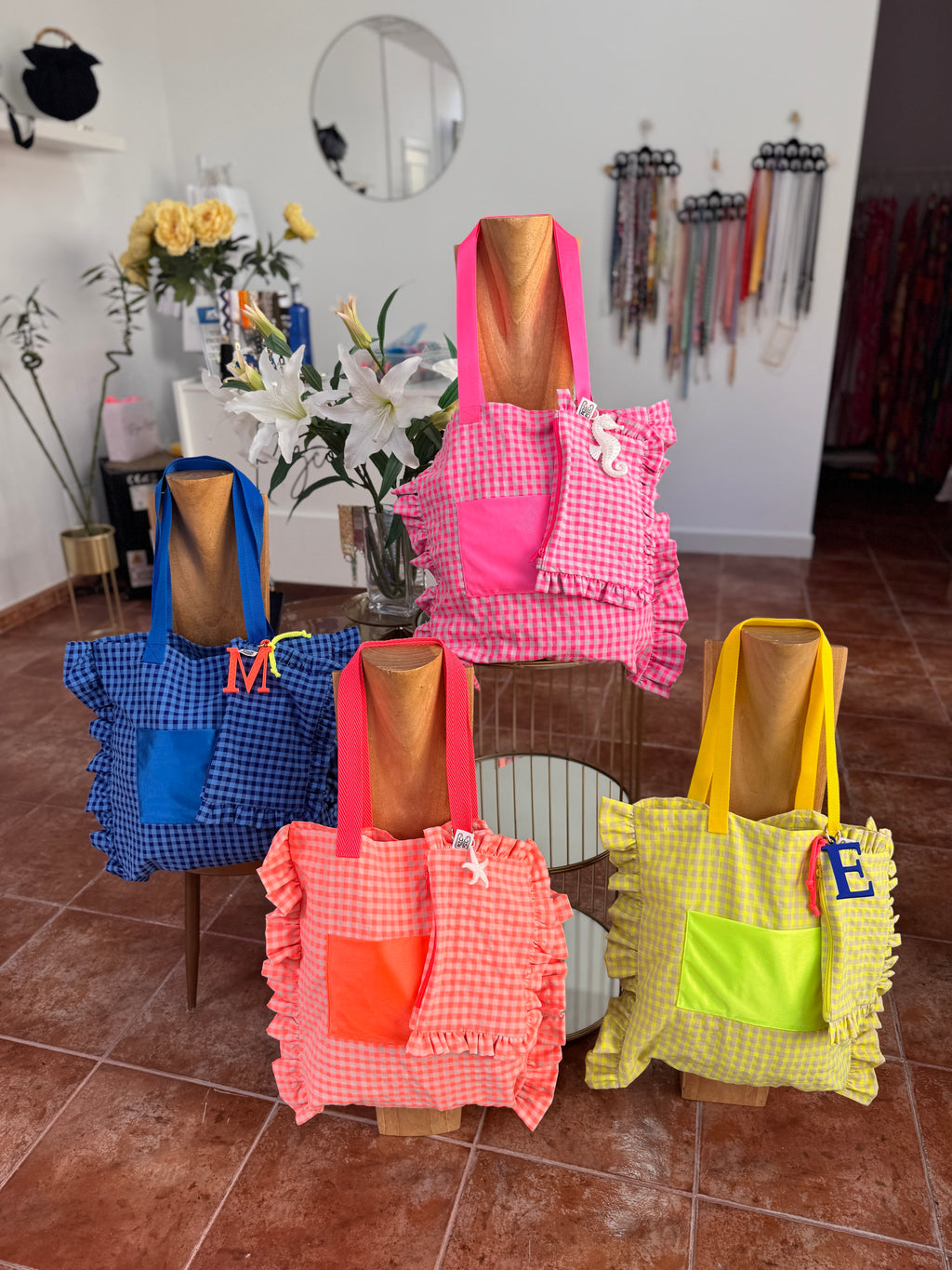 Gingham Beige Tote Bag