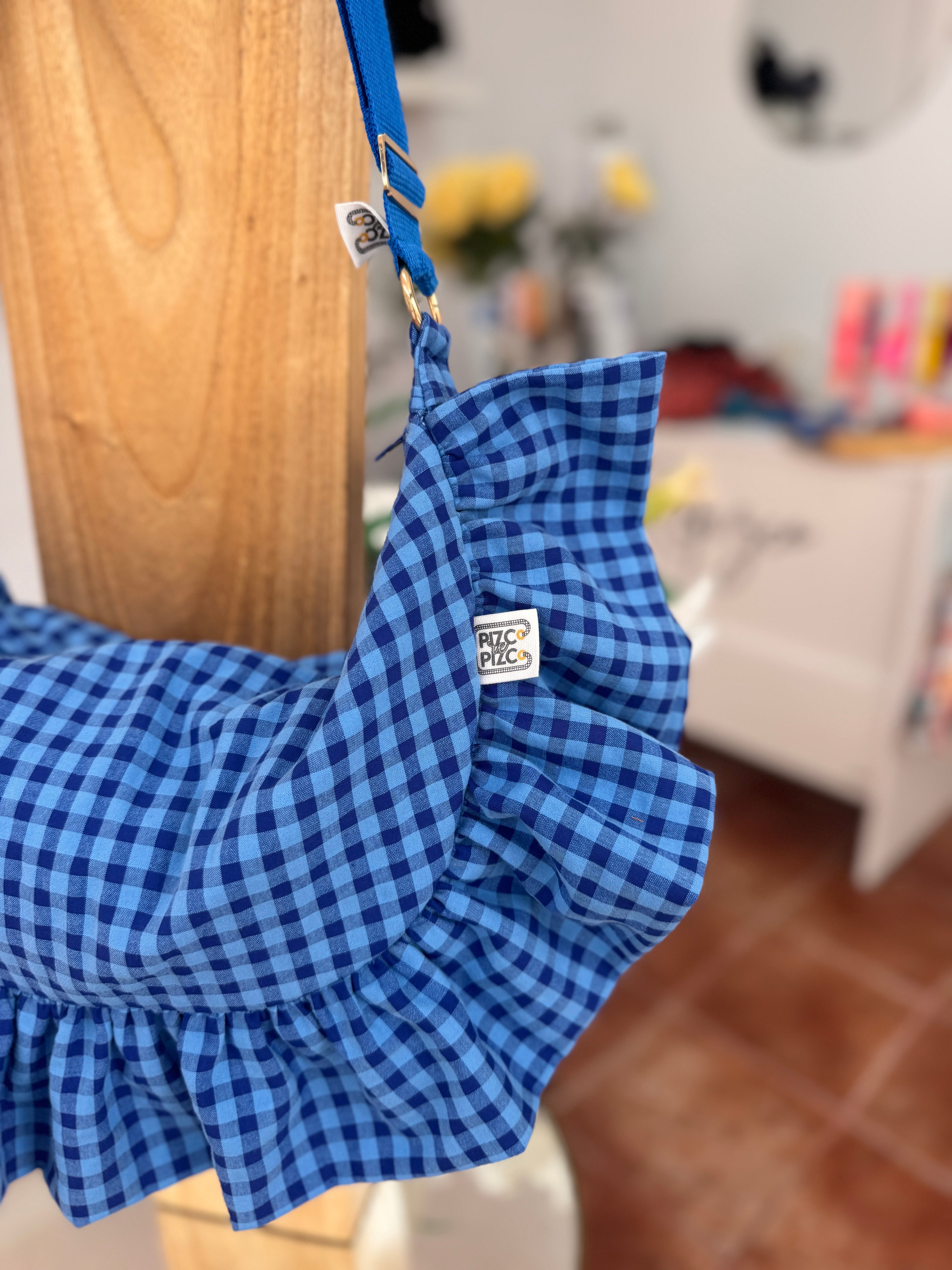 Mustard Gingham Baguette Bag