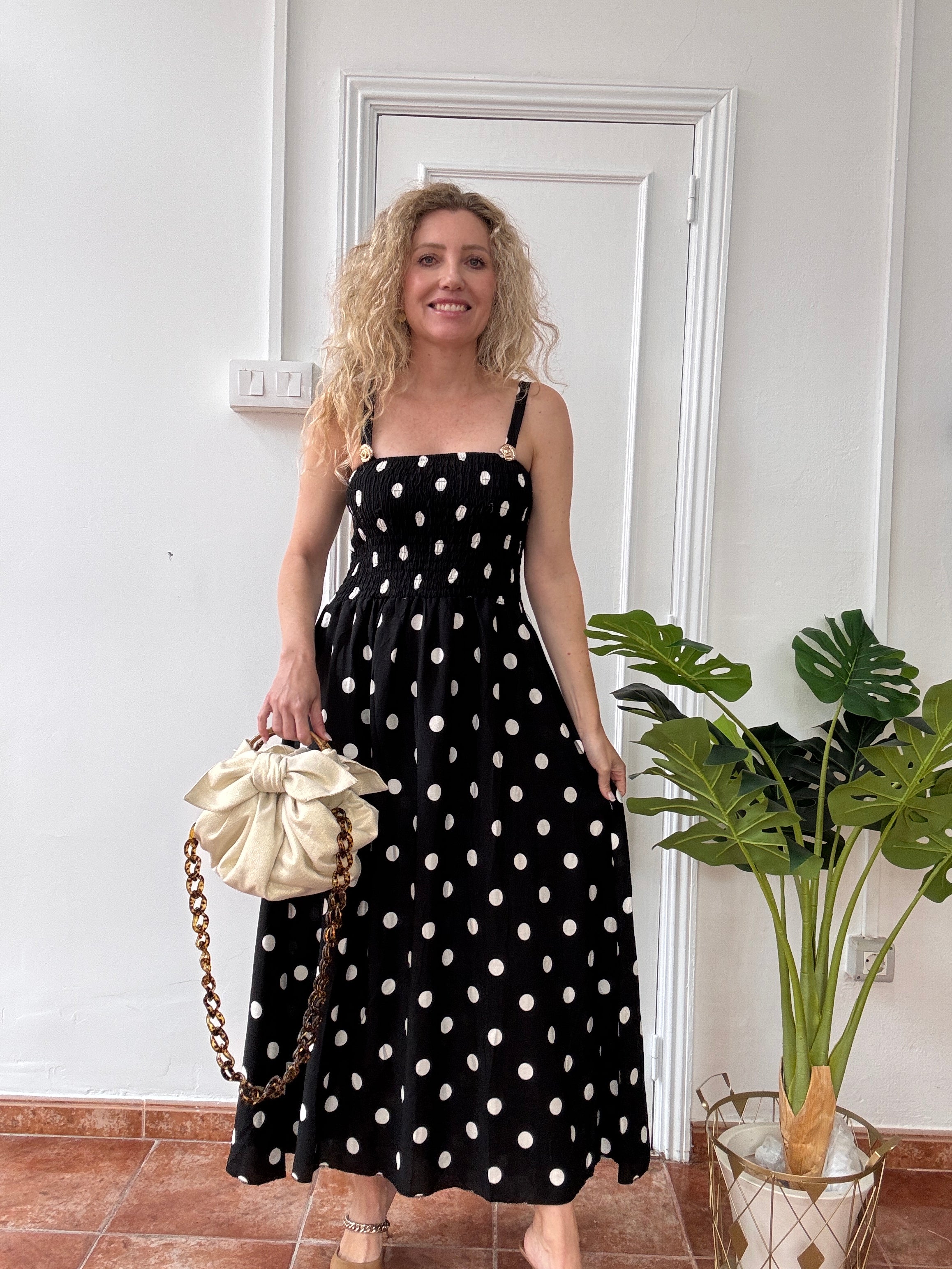 Black Floral Knot Dress