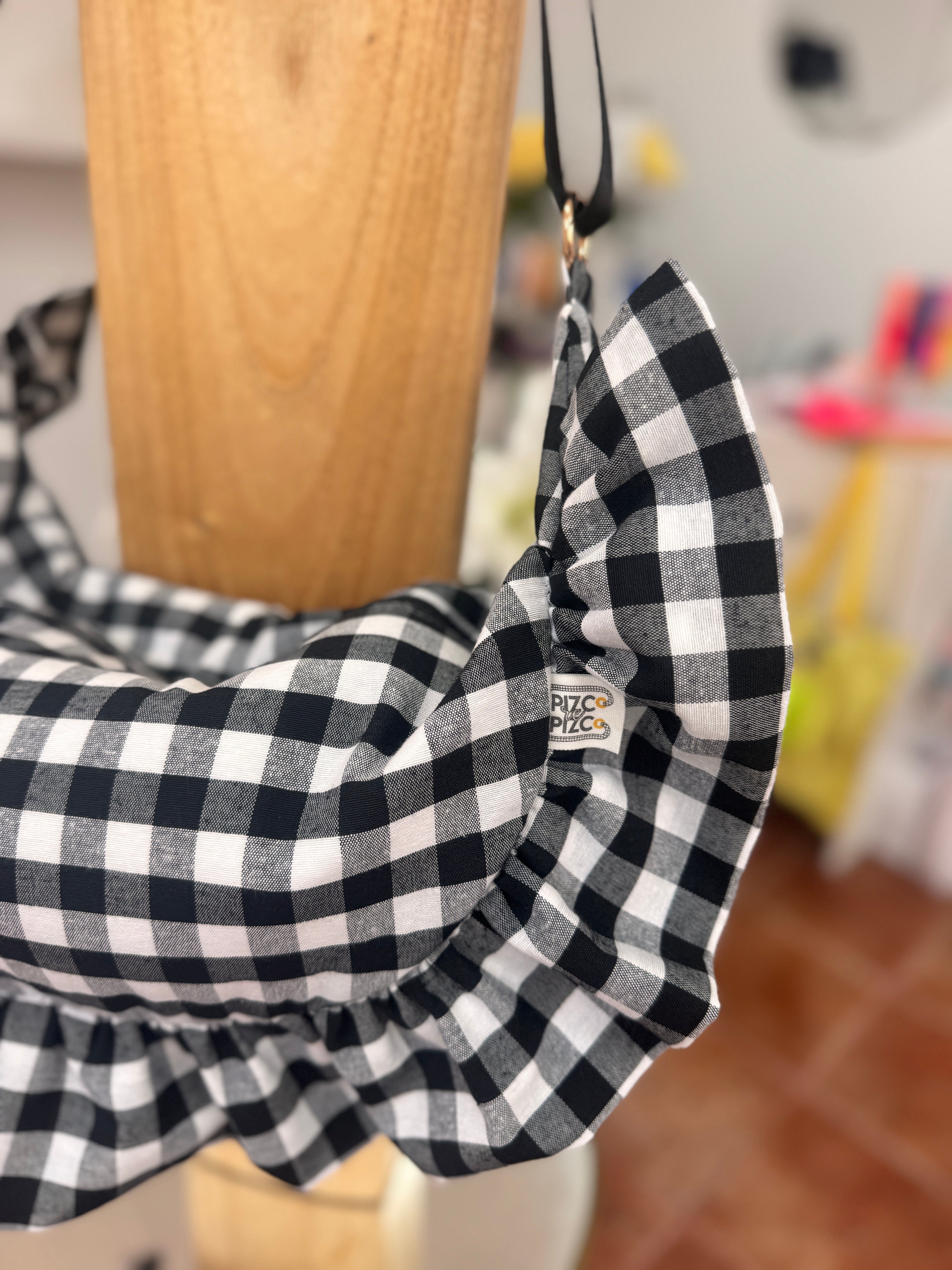 Mustard Gingham Baguette Bag