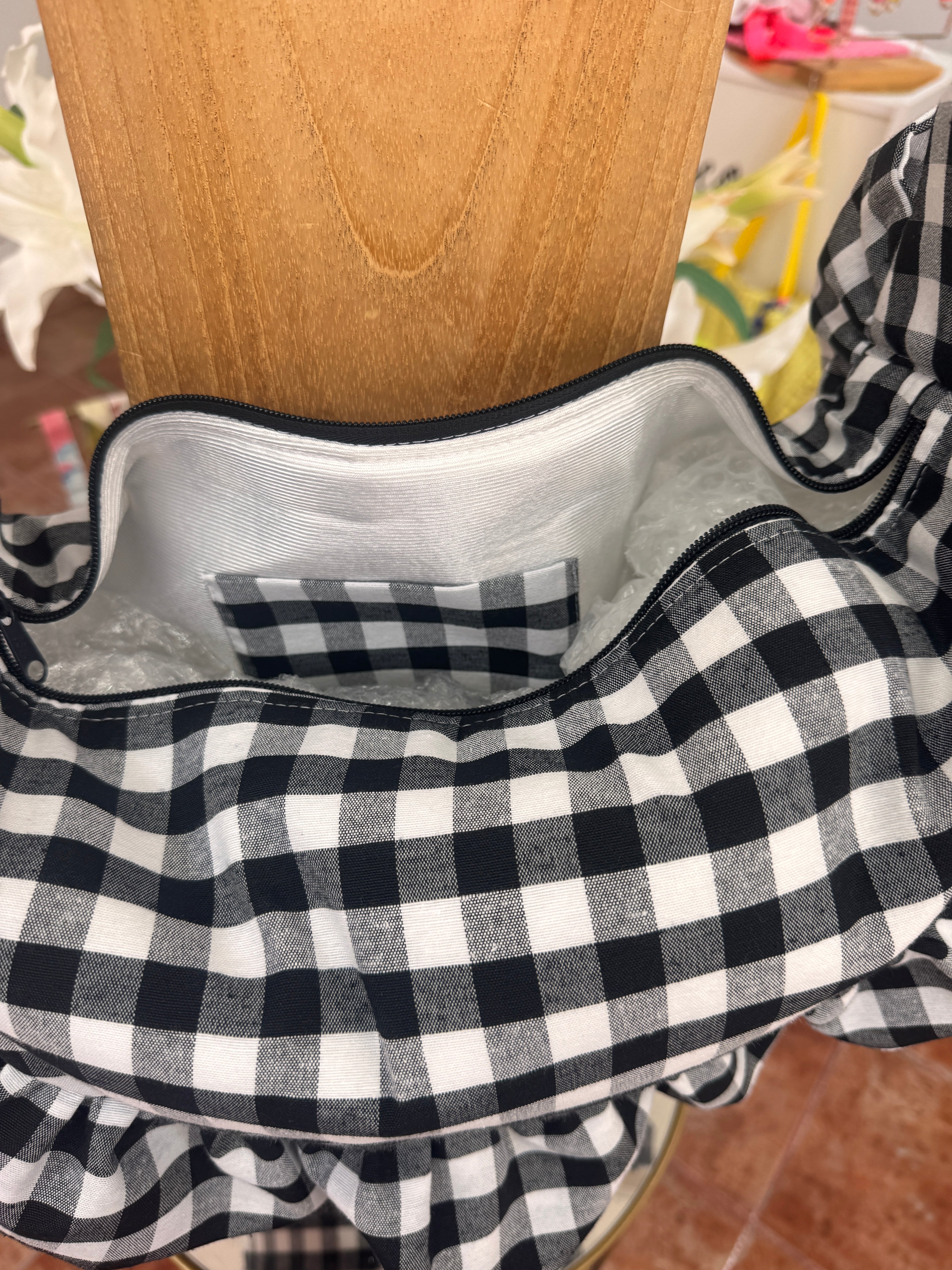 Mustard Gingham Baguette Bag