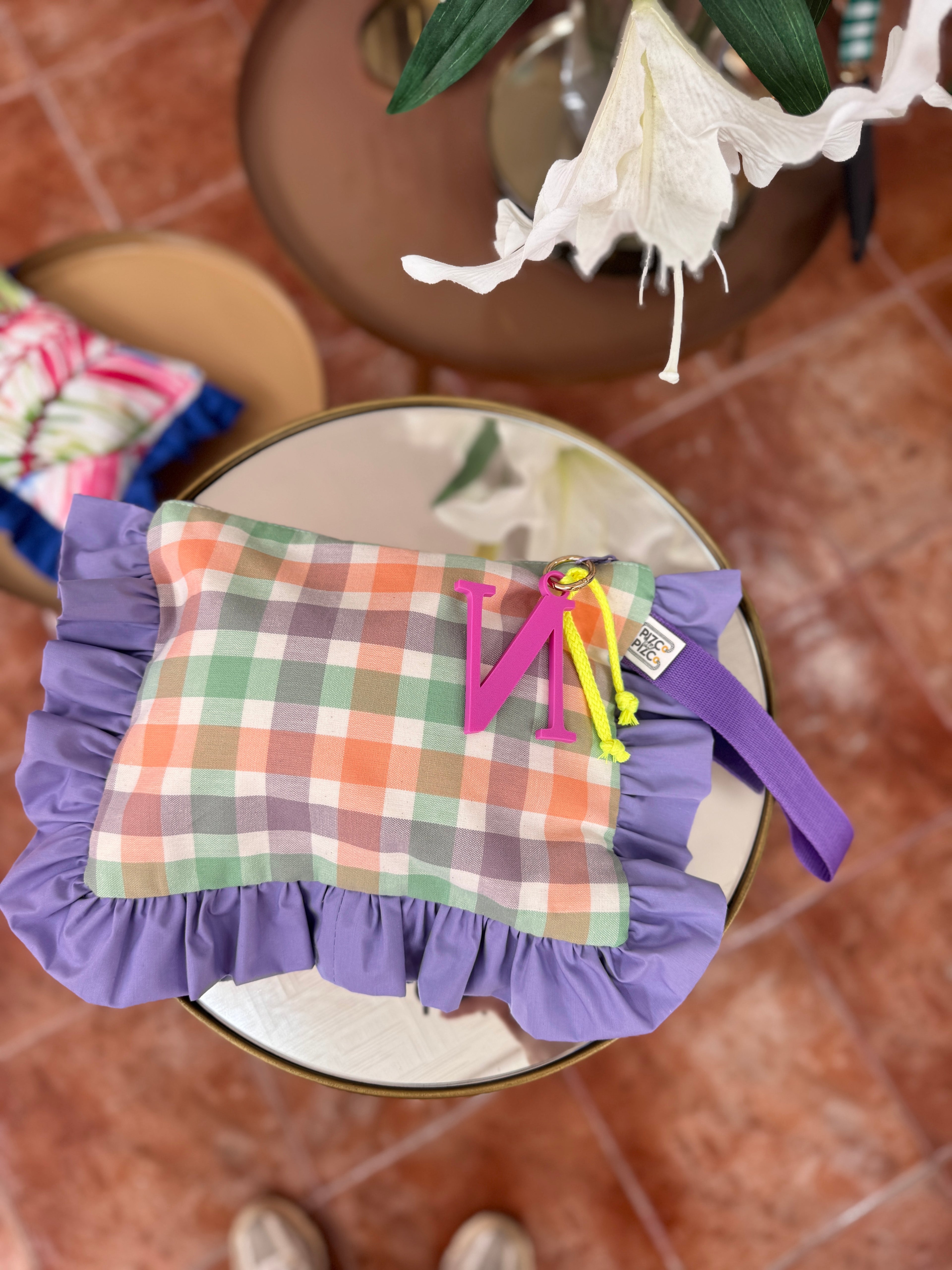 Neon Pink Gingham Toiletry Bag