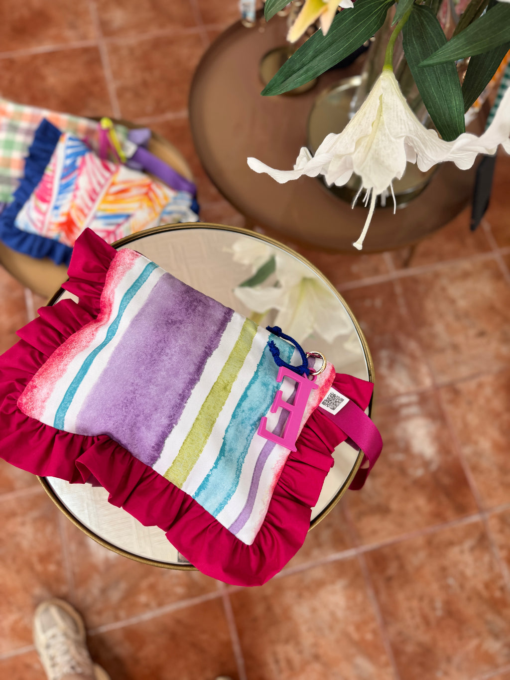Neon Pink Gingham Toiletry Bag