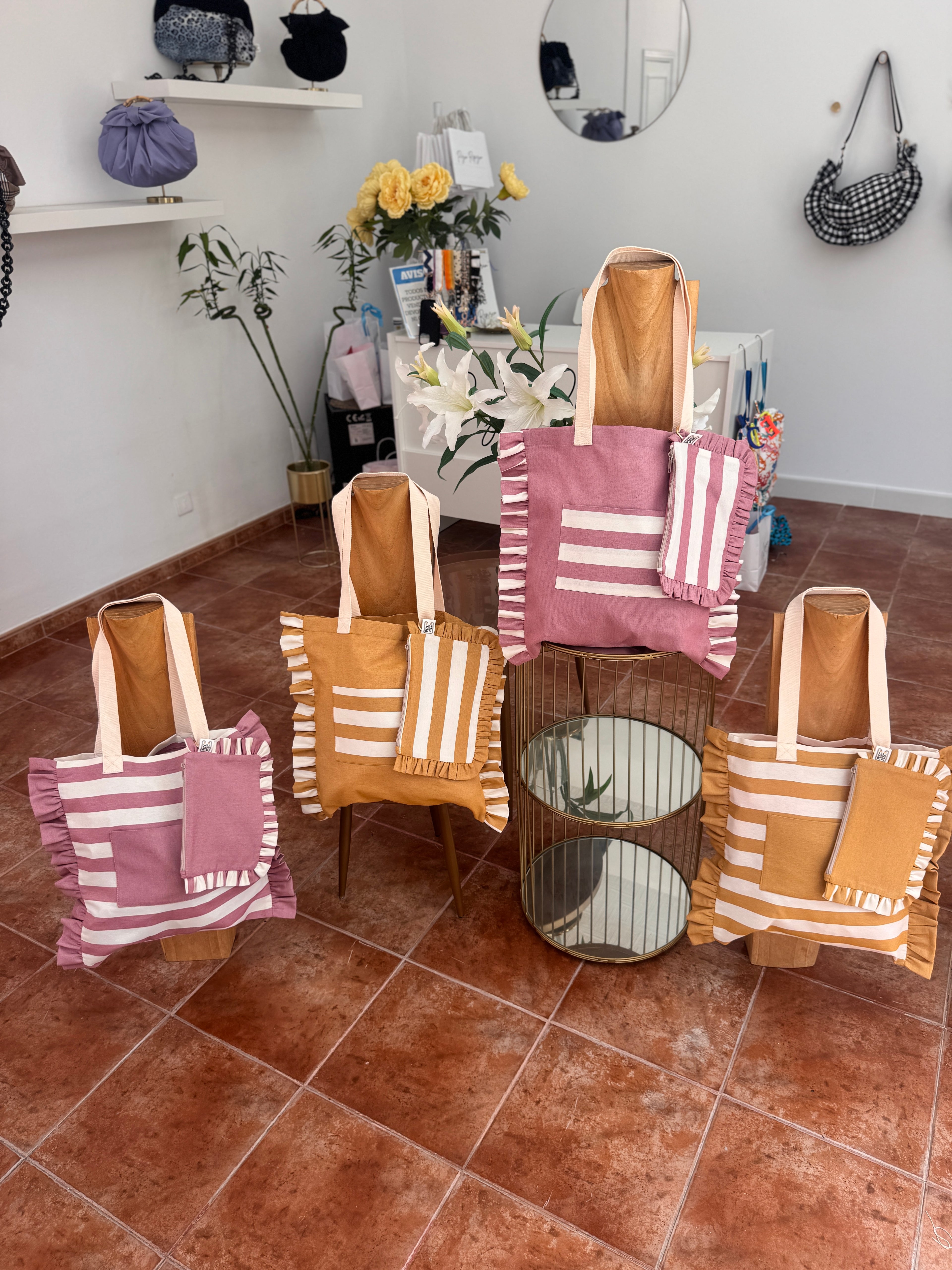 Gingham Beige Tote Bag