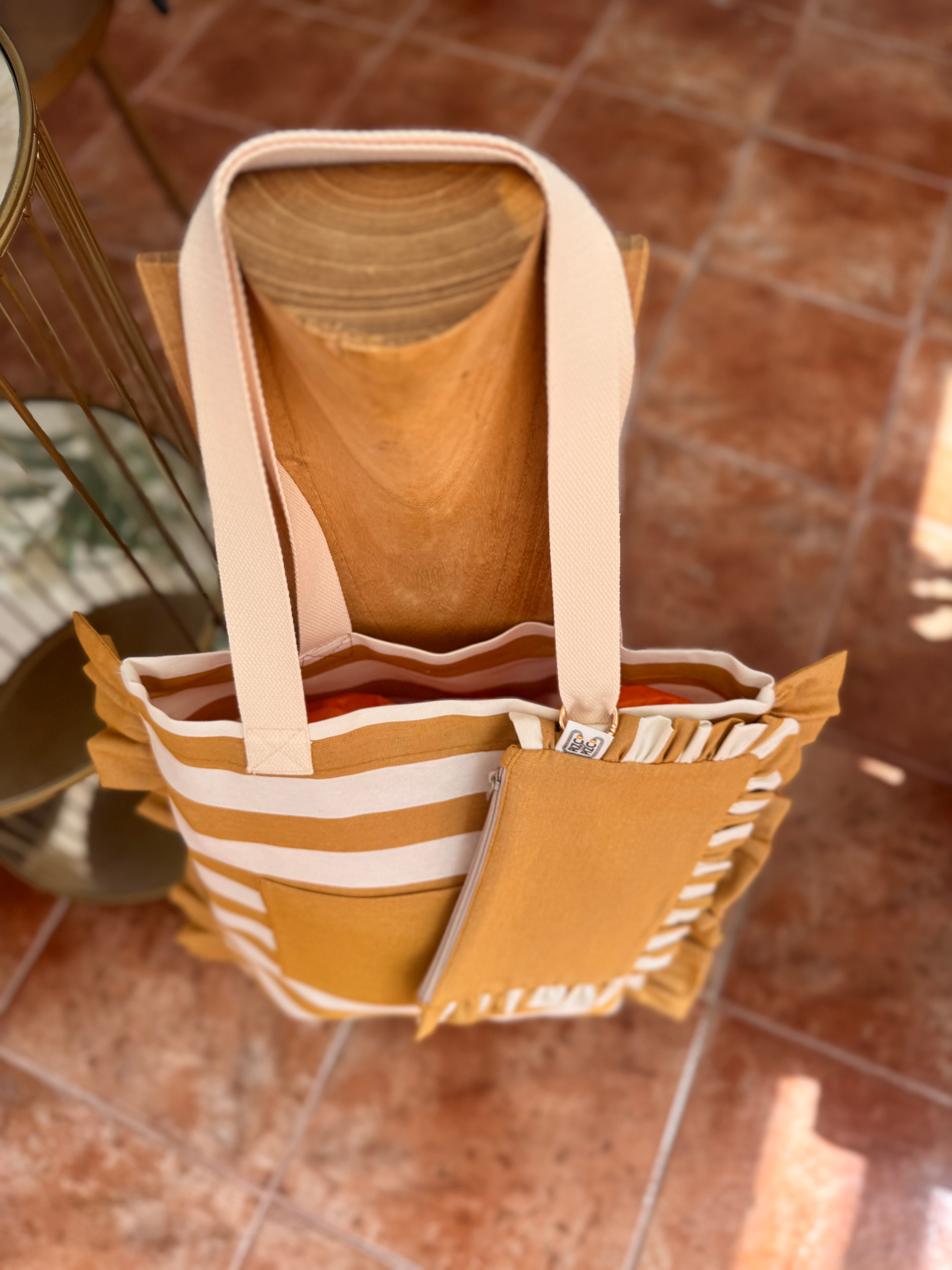 Gingham Beige Tote Bag