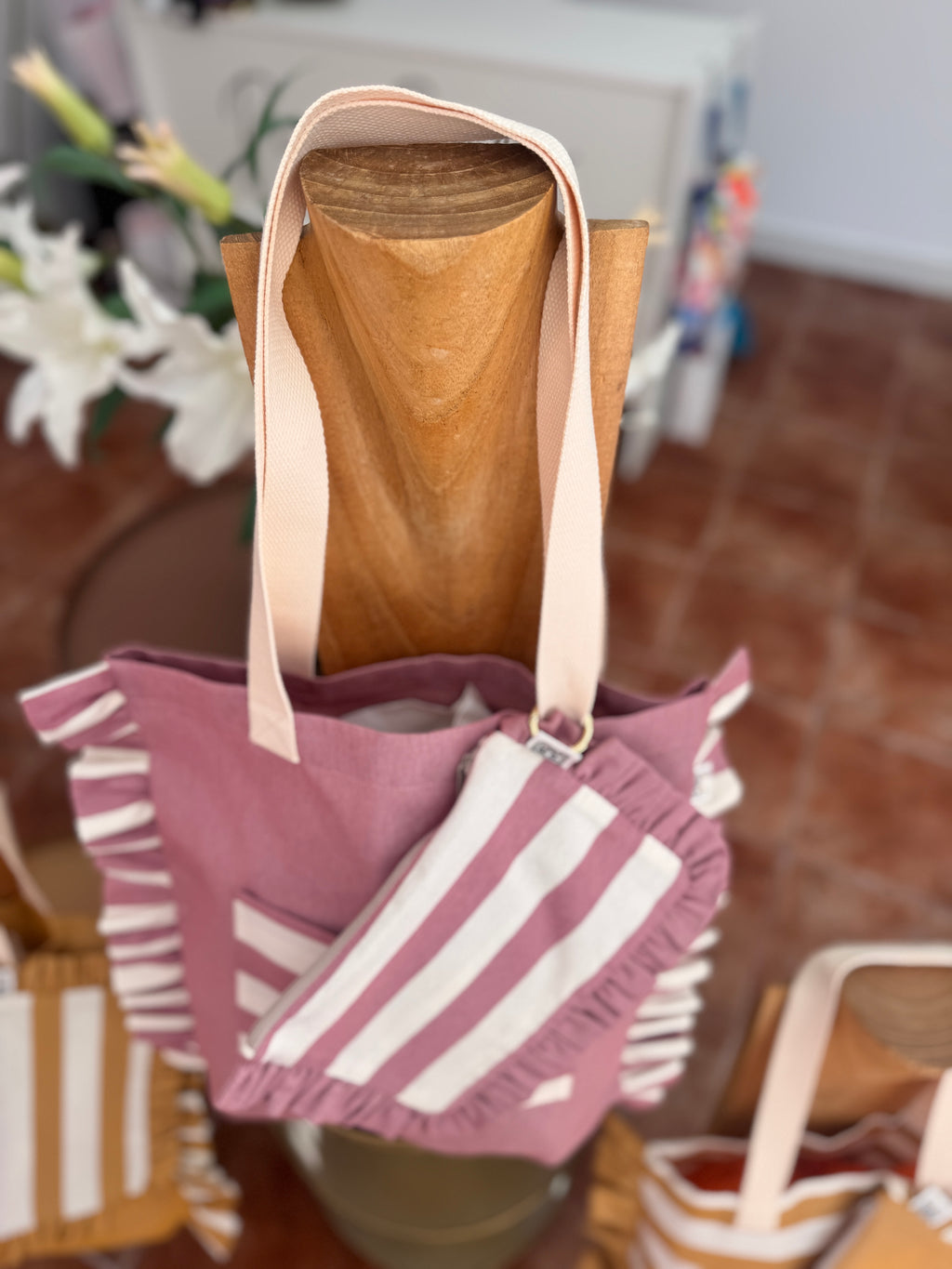 Gingham Beige Tote Bag