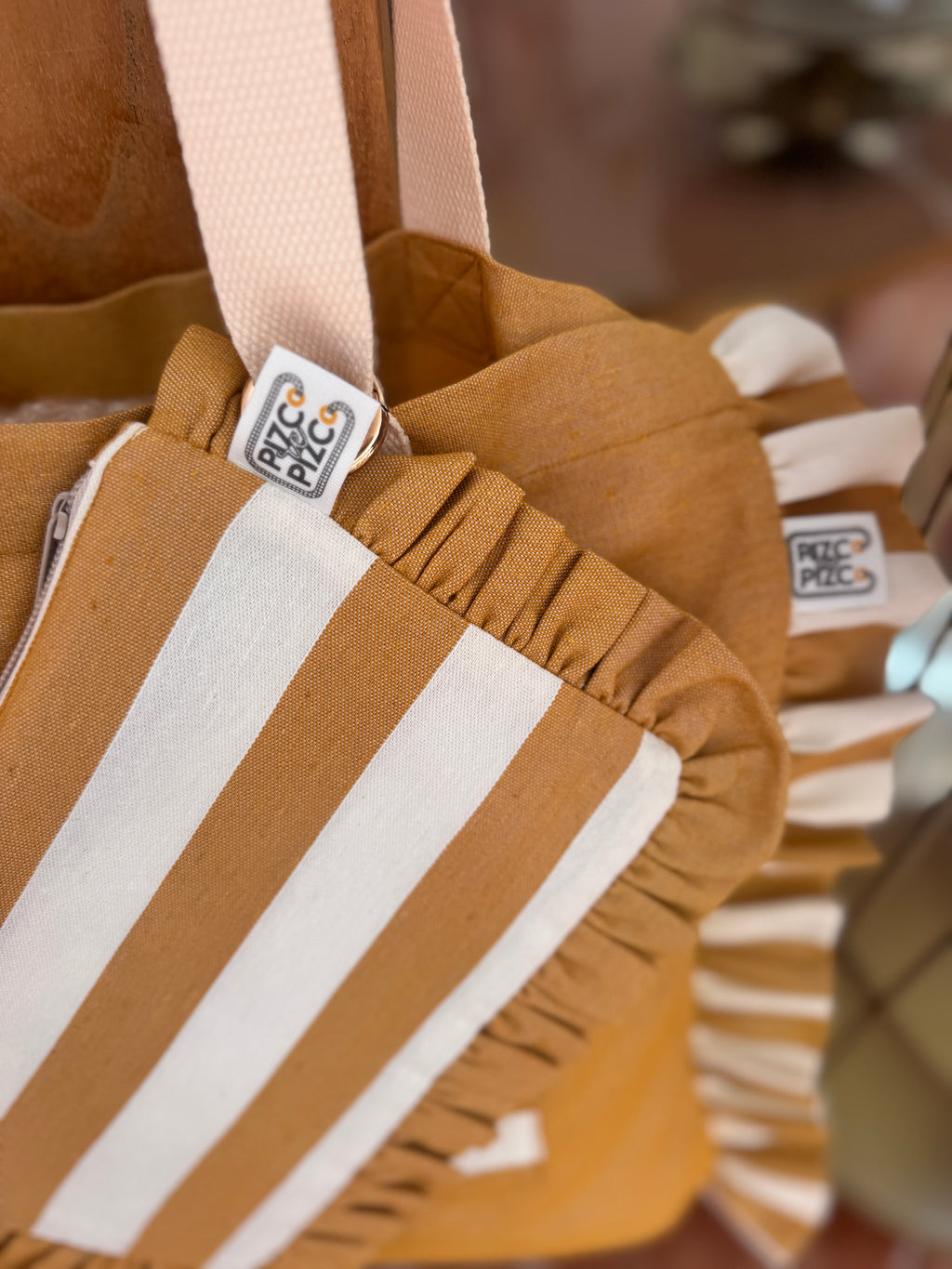 Gingham Beige Tote Bag