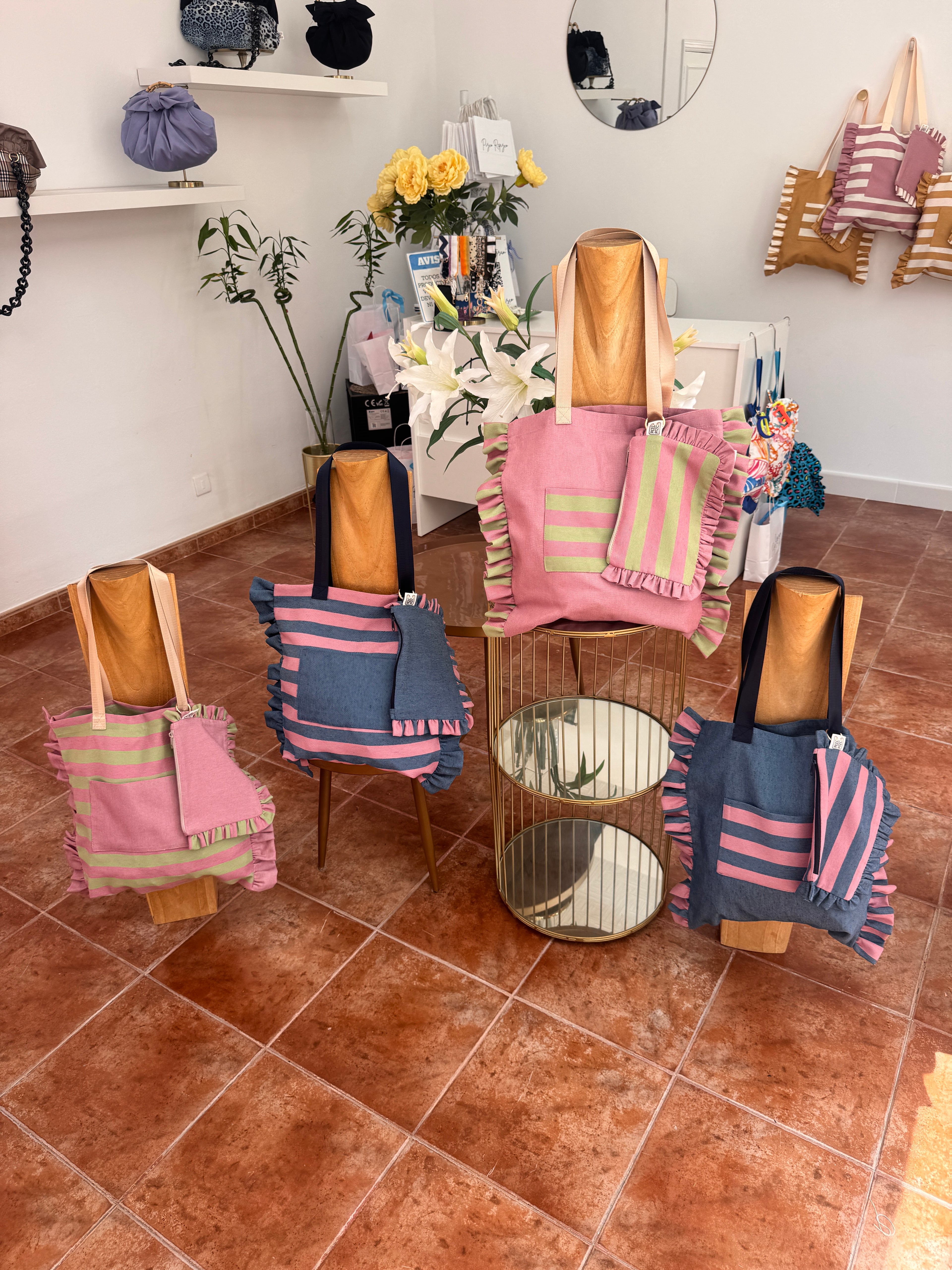 Gingham Beige Tote Bag