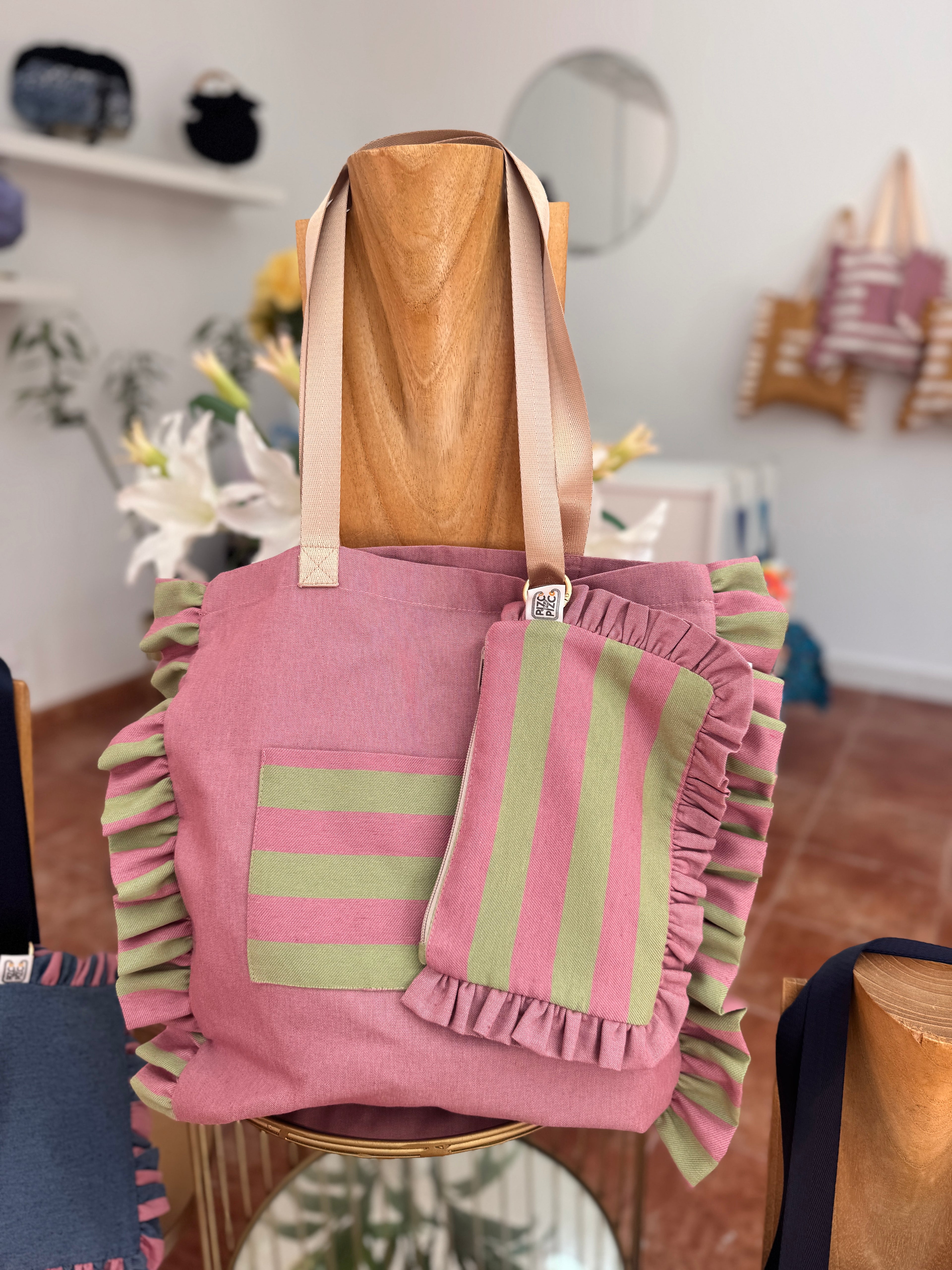 Gingham Beige Tote Bag