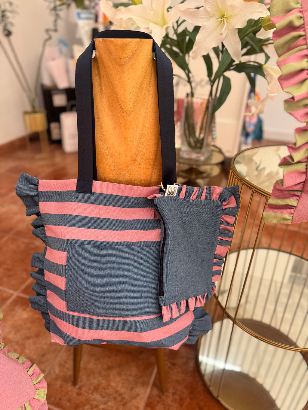 Gingham Beige Tote Bag