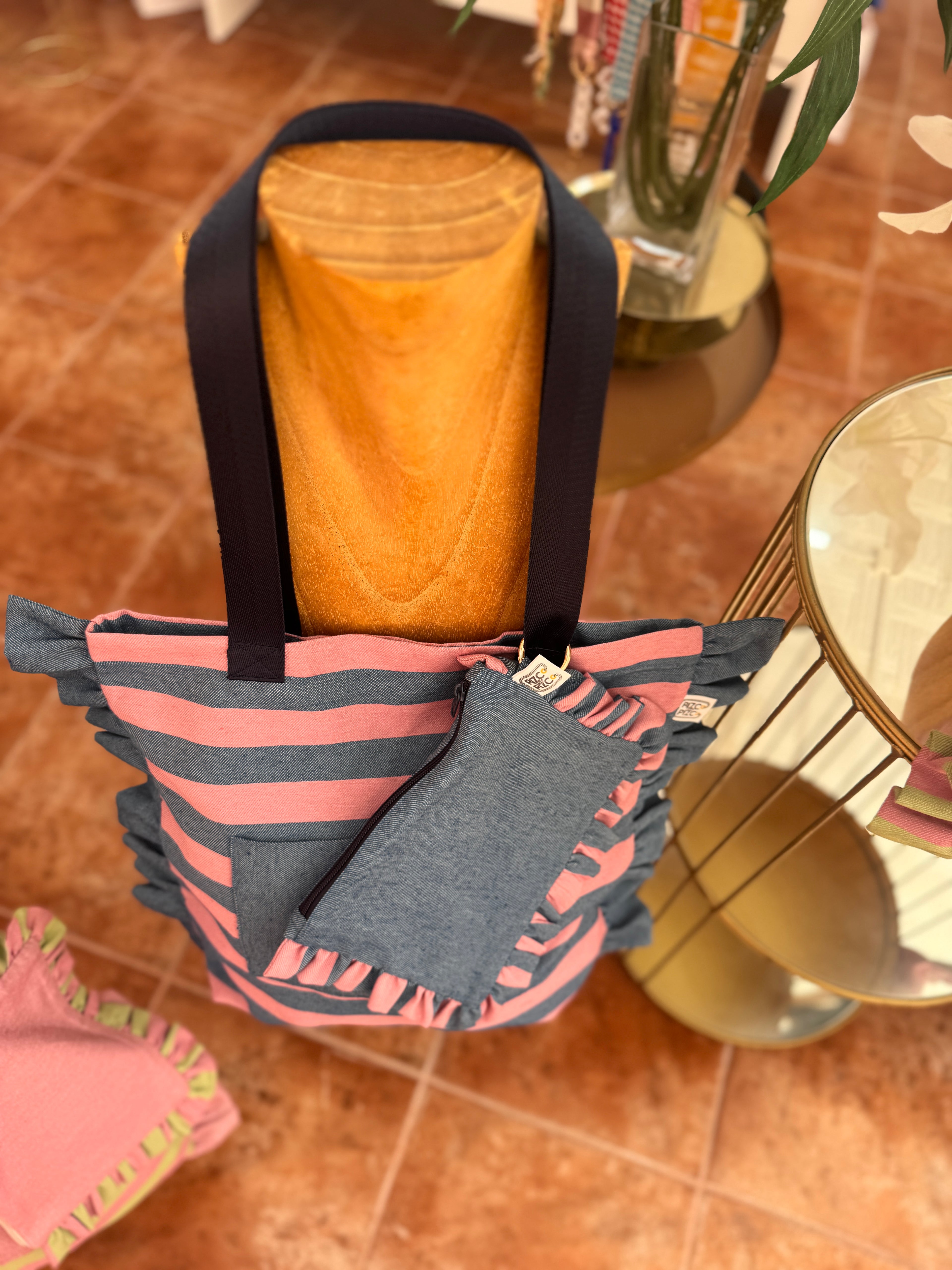 Gingham Beige Tote Bag