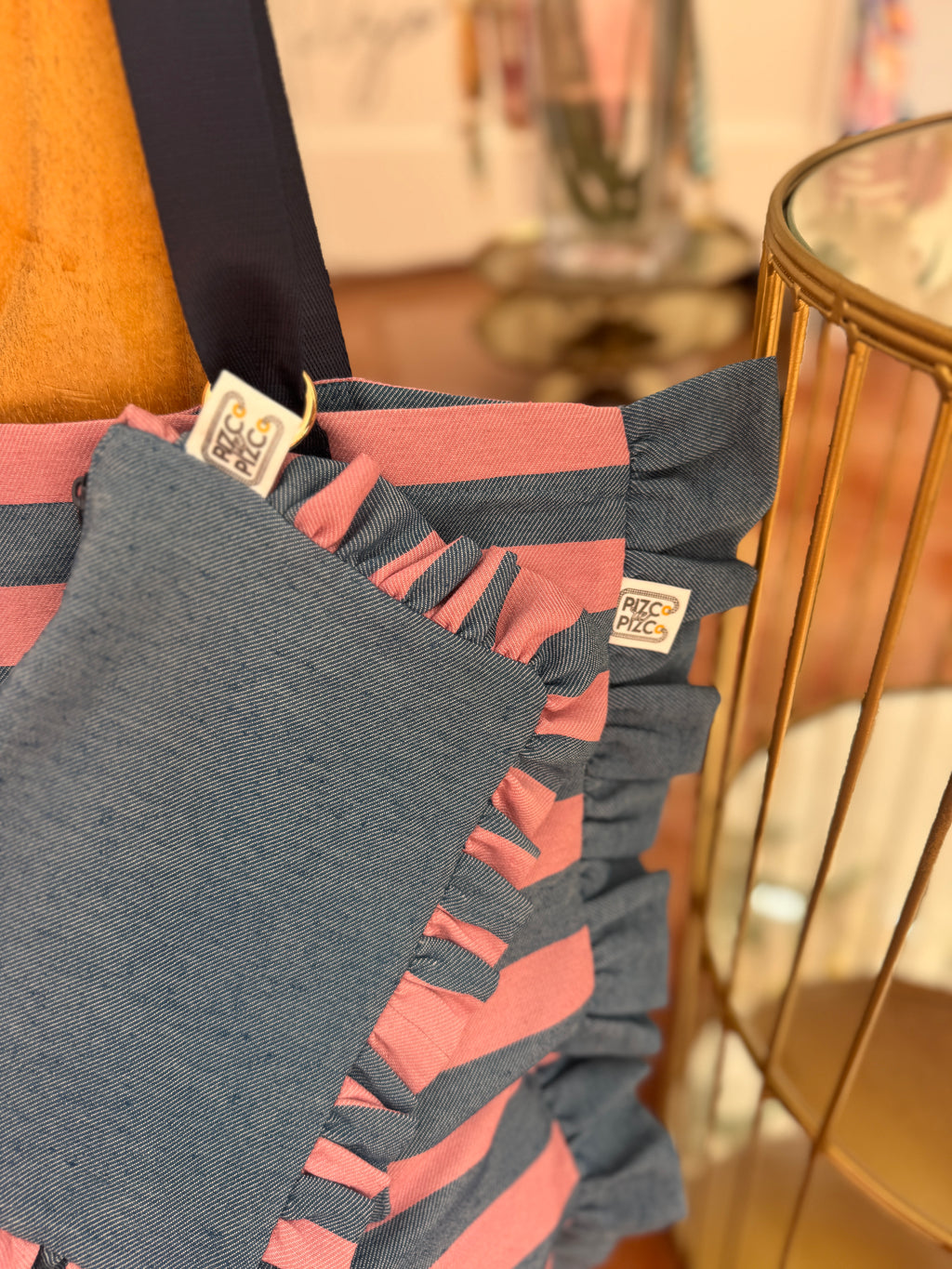 Gingham Beige Tote Bag
