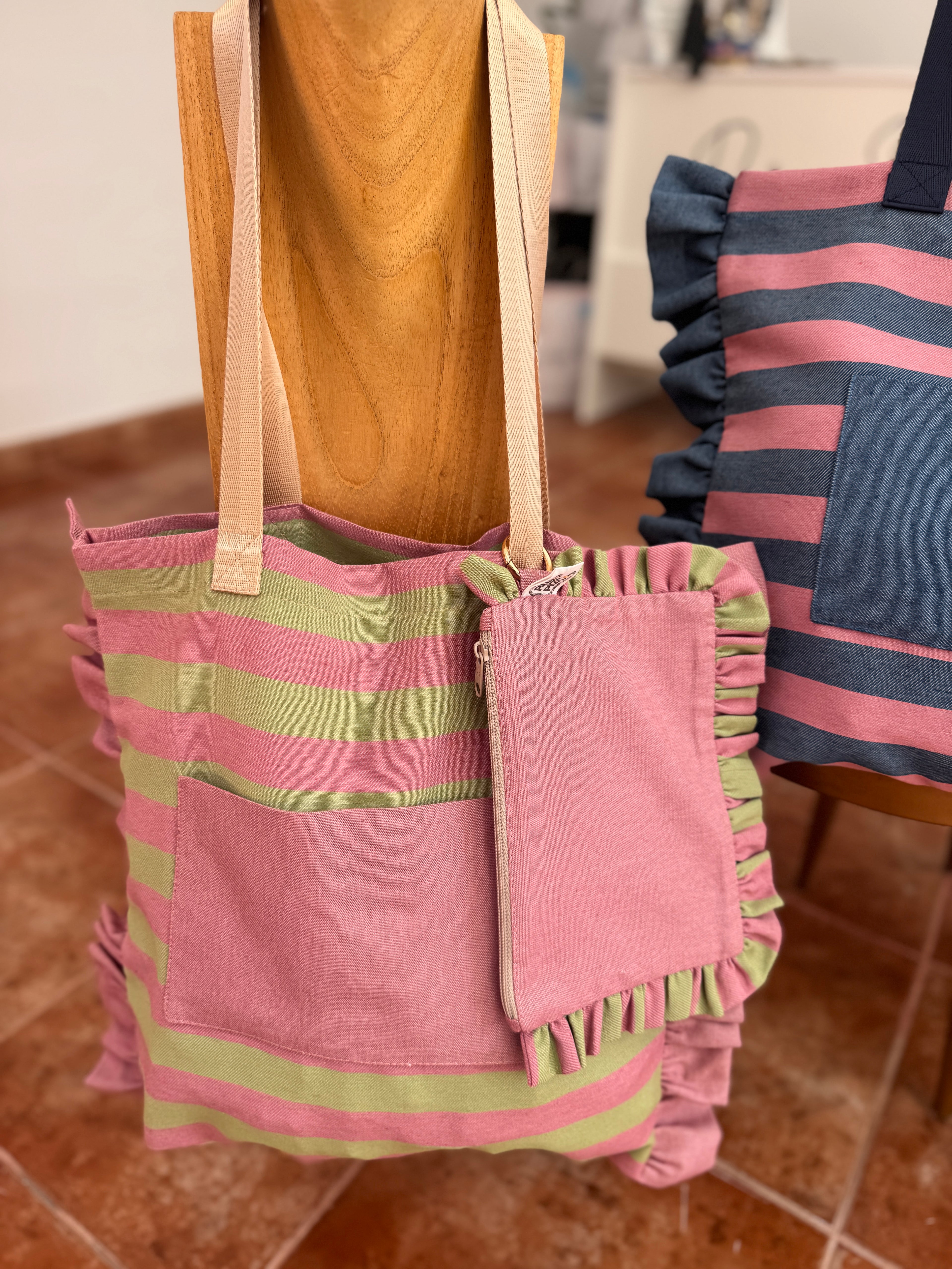 Gingham Beige Tote Bag