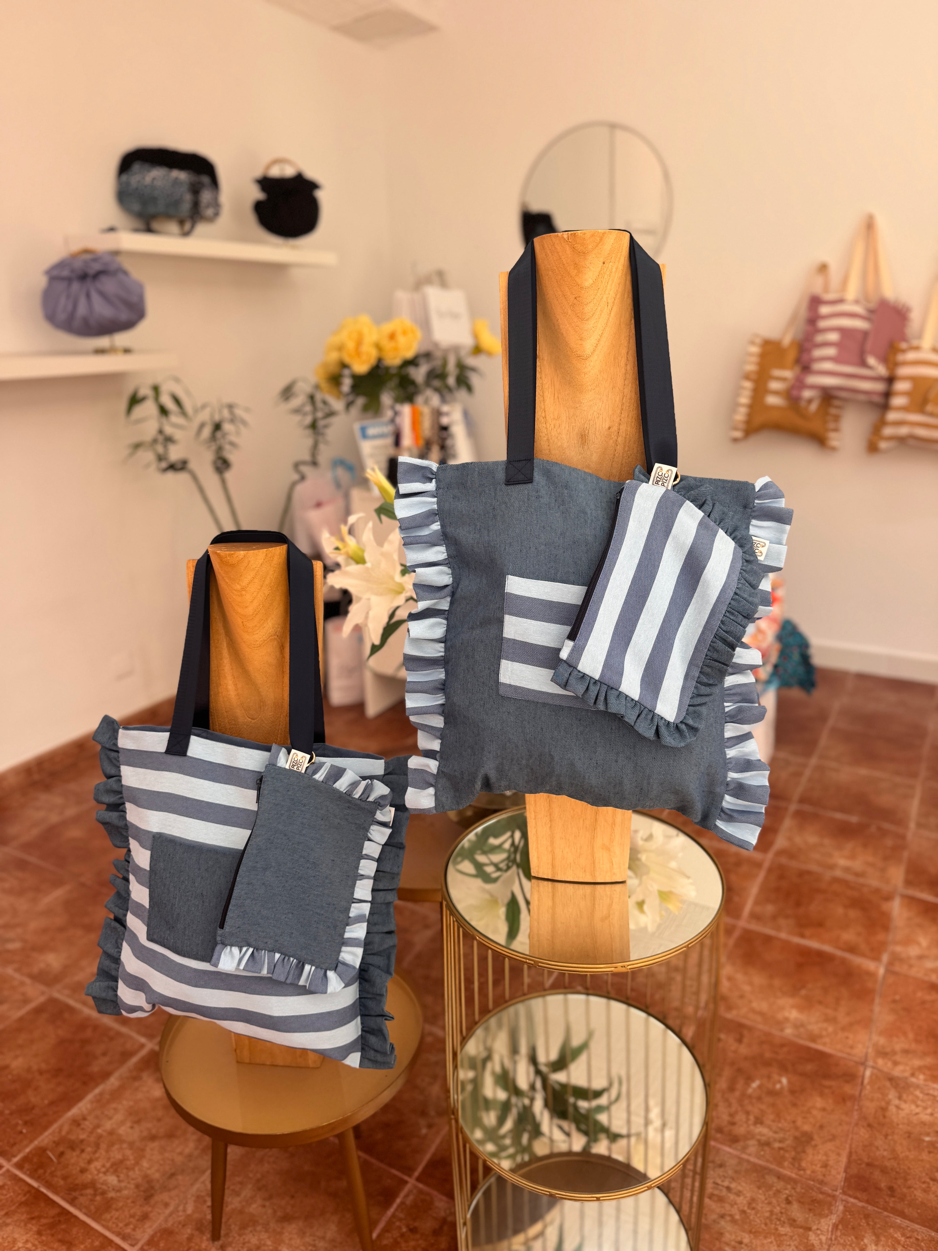 Gingham Beige Tote Bag