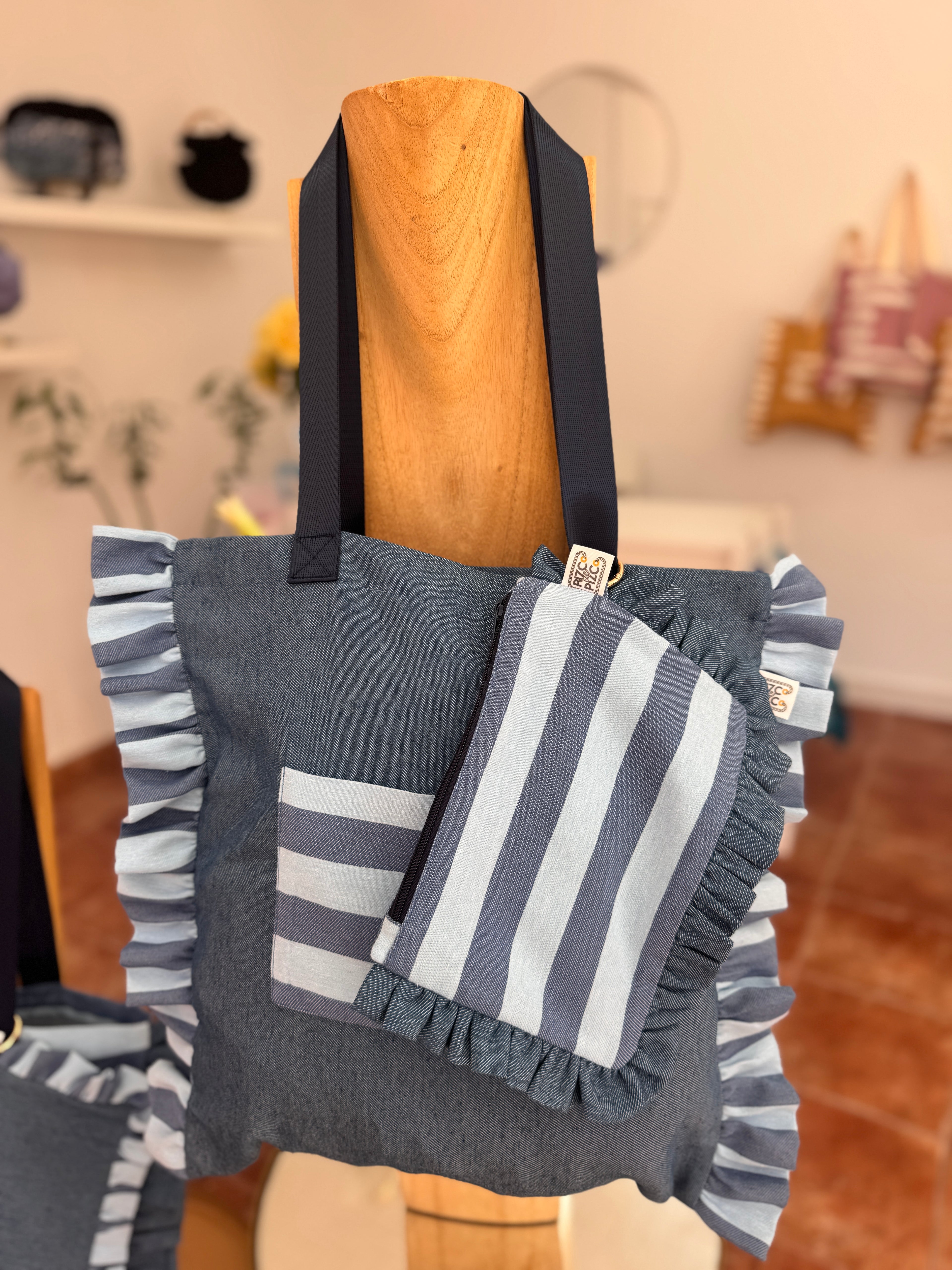 Gingham Beige Tote Bag