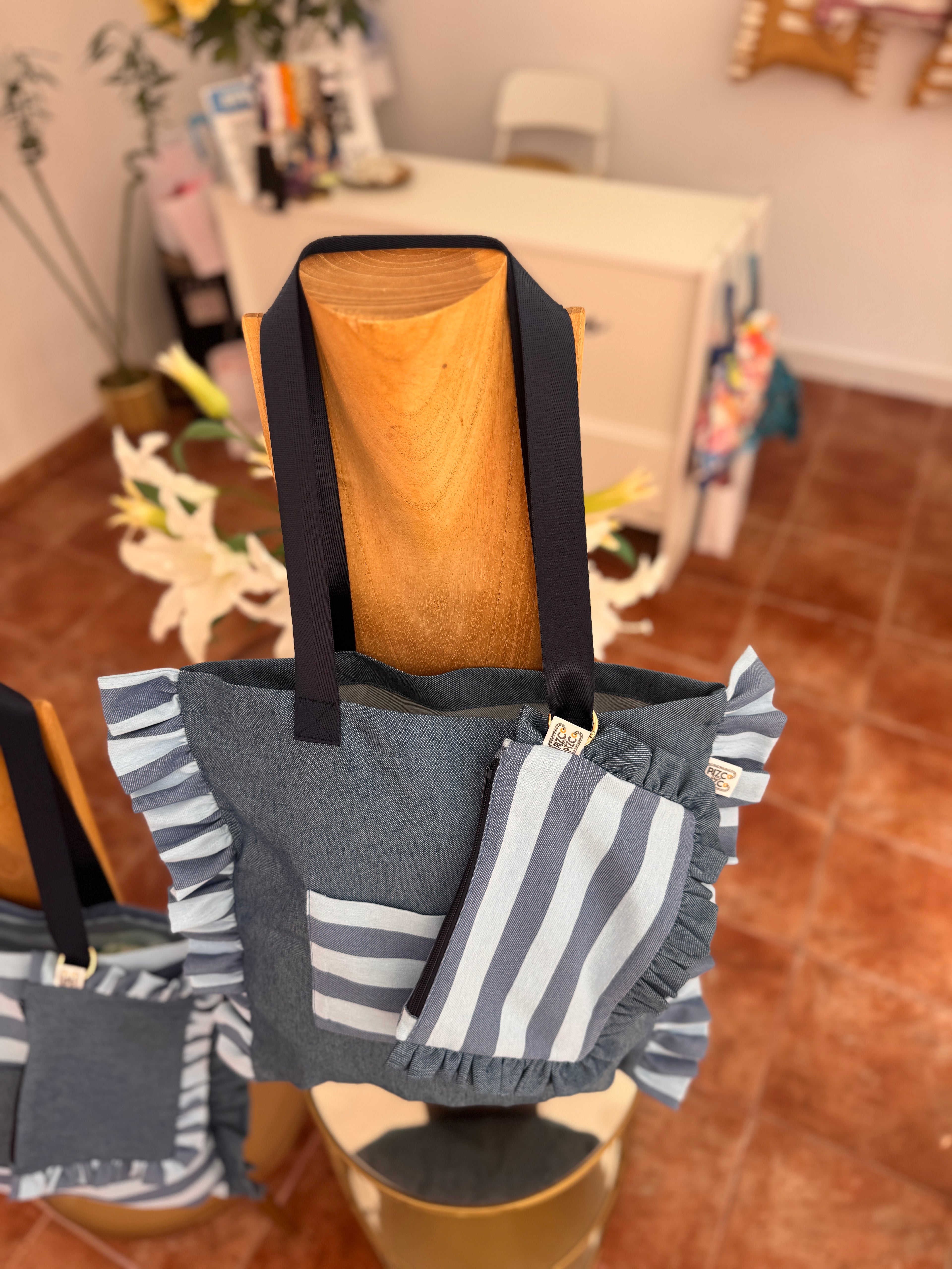 Gingham Beige Tote Bag