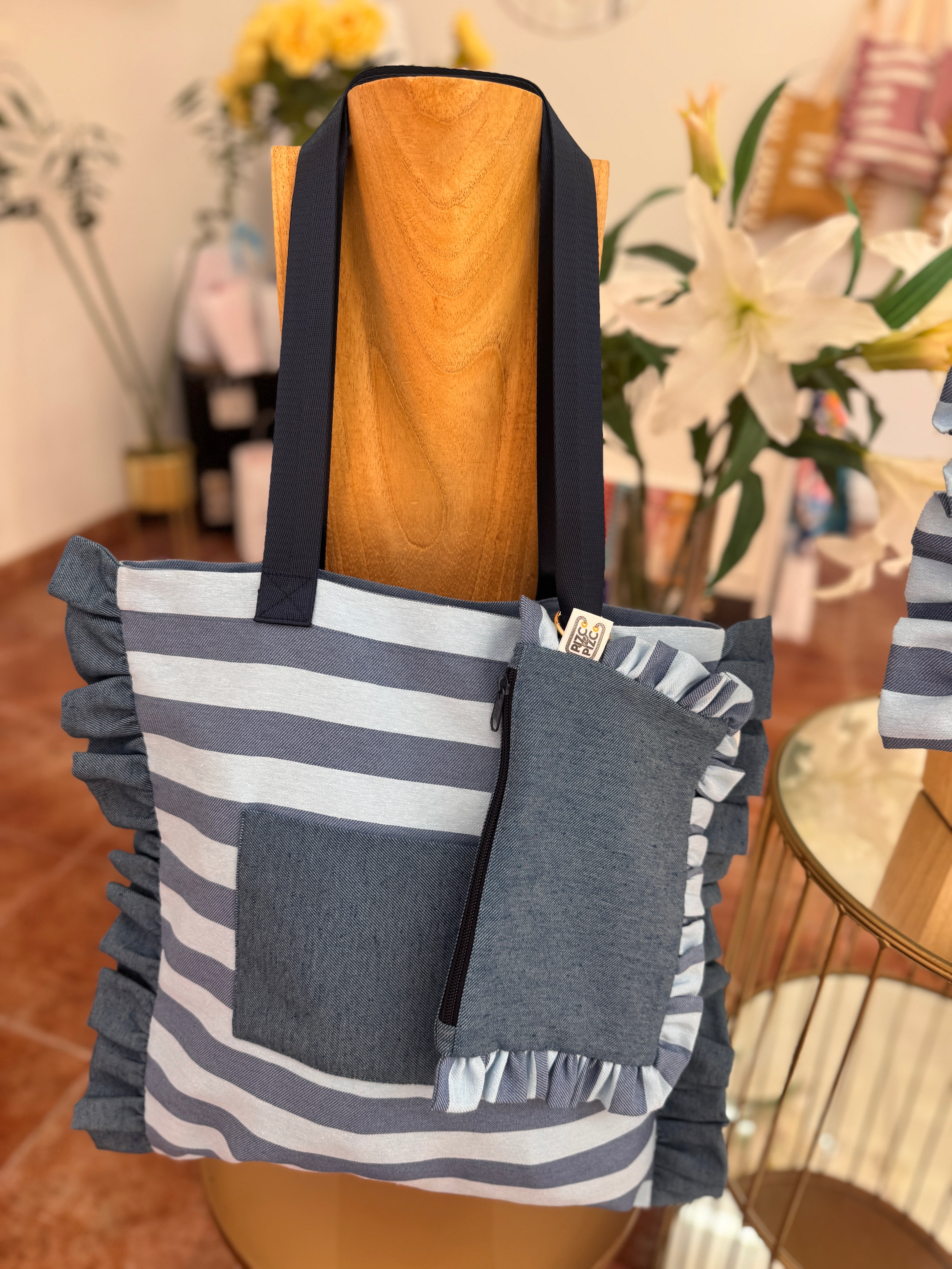 Gingham Beige Tote Bag