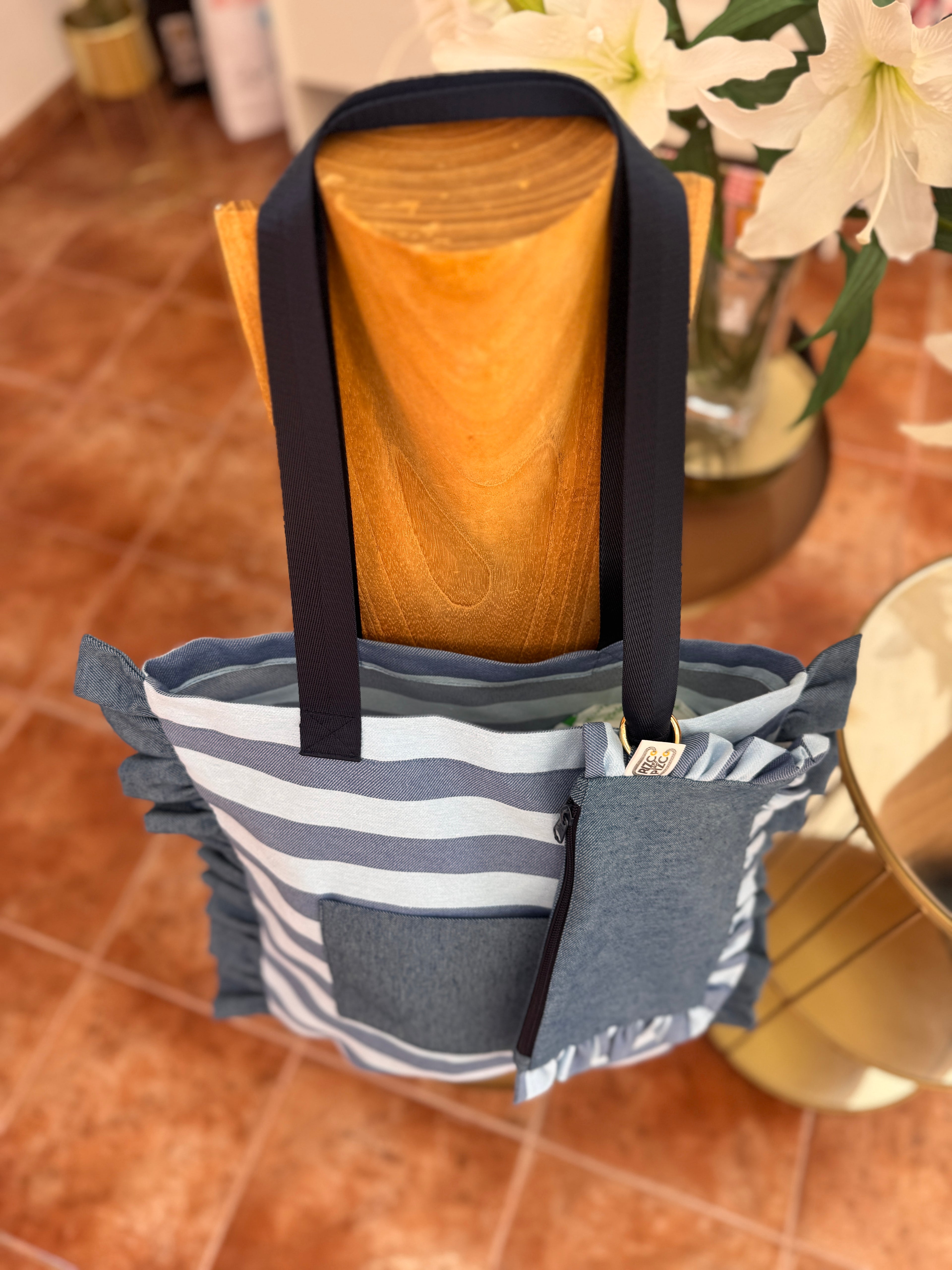 Gingham Beige Tote Bag