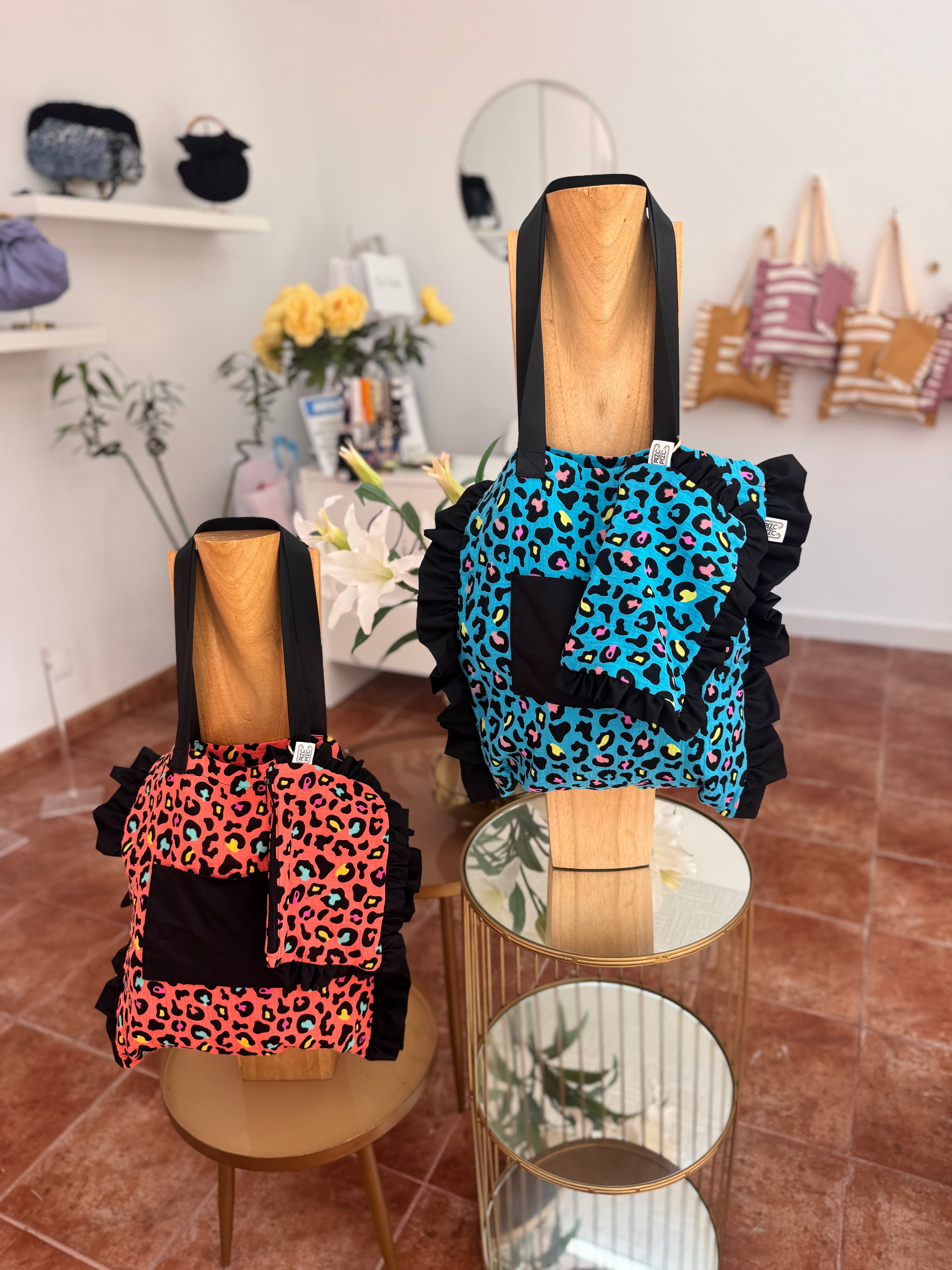 Tote Bag Animal Print Volantes