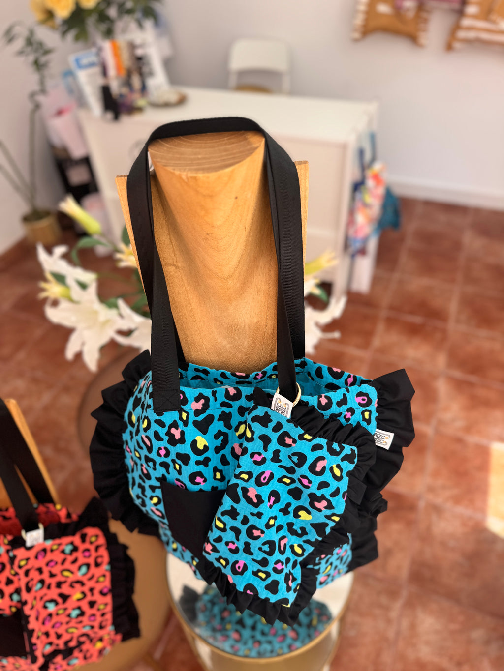 Tote Bag Animal Print Volantes