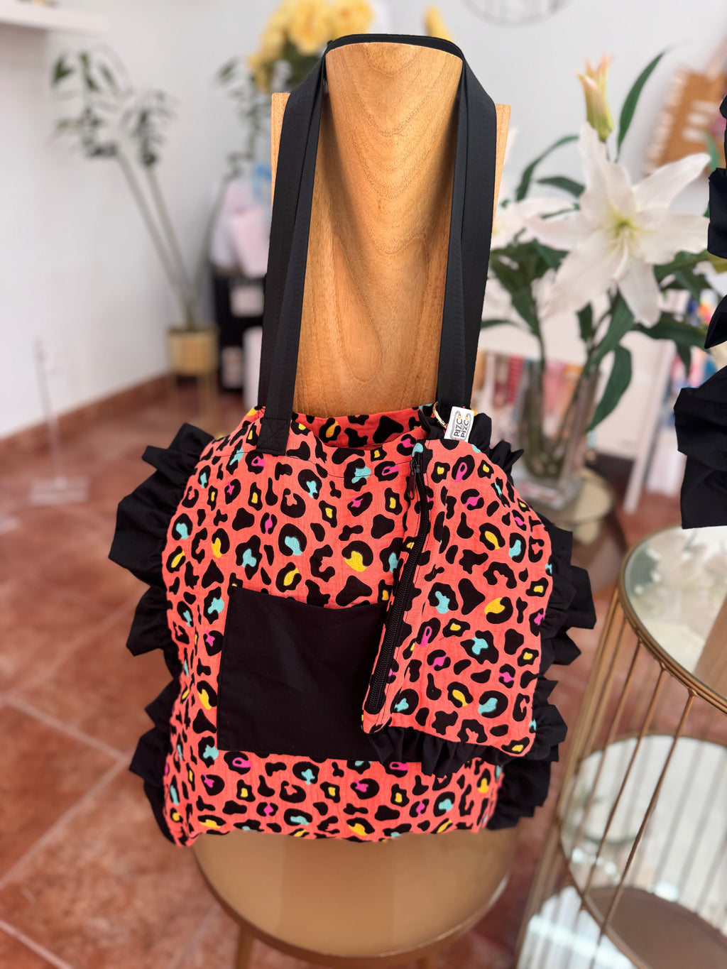 Tote Bag Animal Print Volantes
