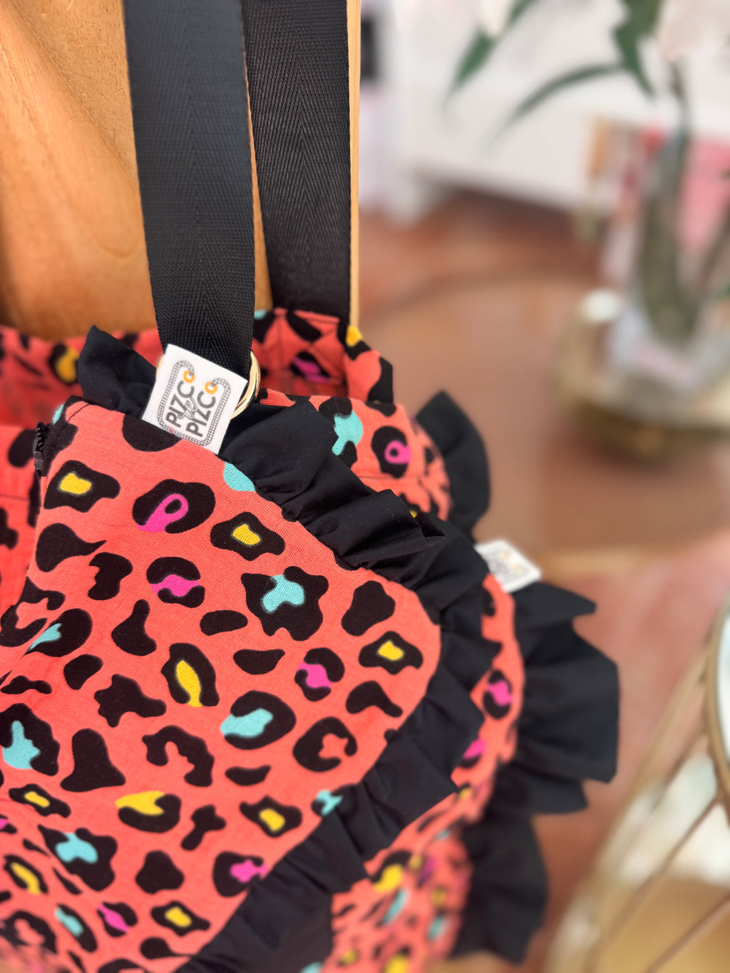 Tote Bag Animal Print Volantes