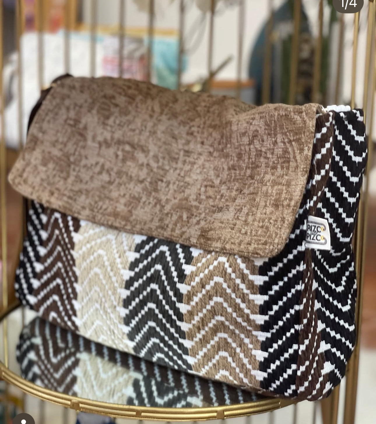 Blue Animal Print Baguette Bag