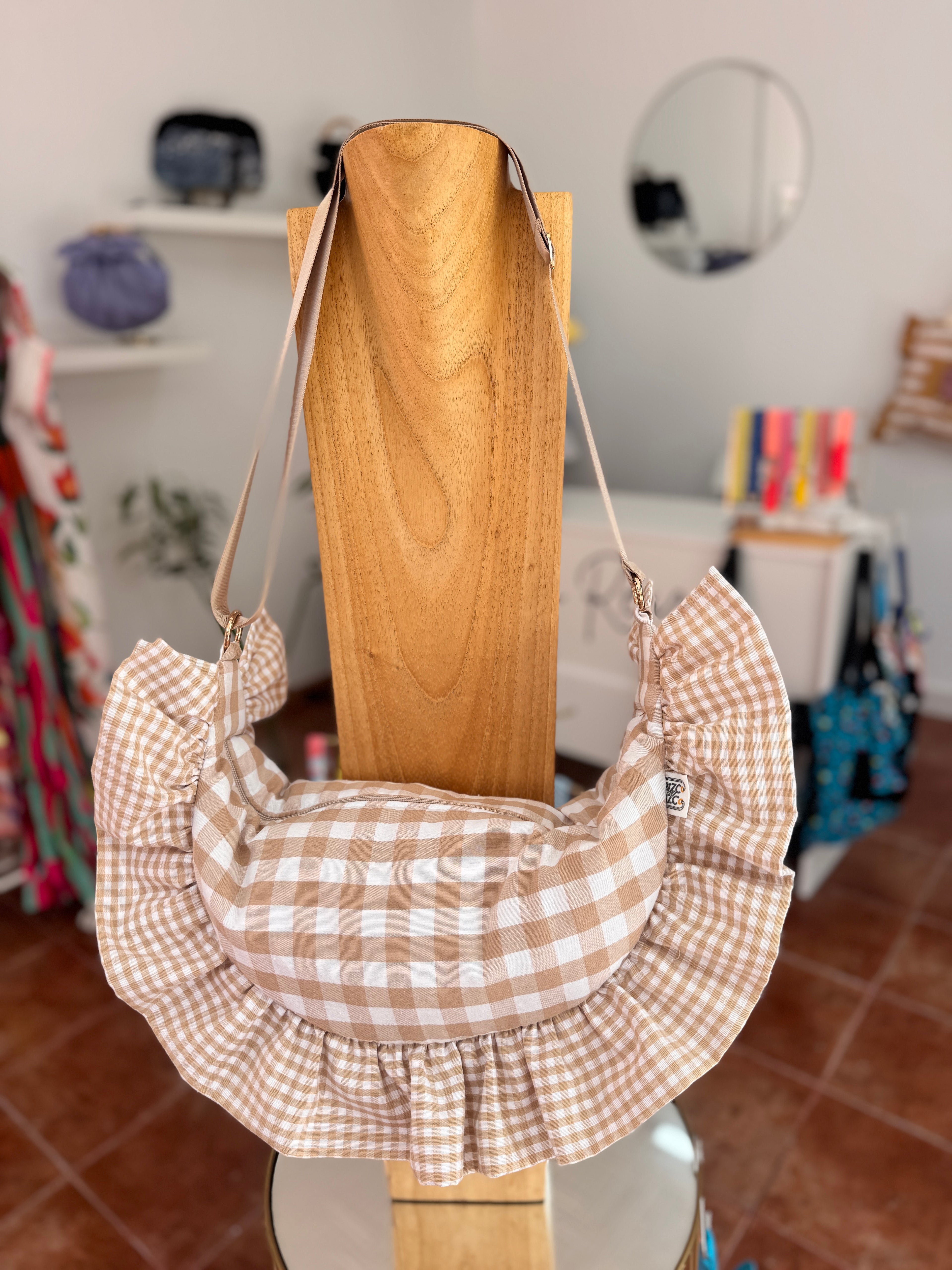 Mustard Gingham Baguette Bag