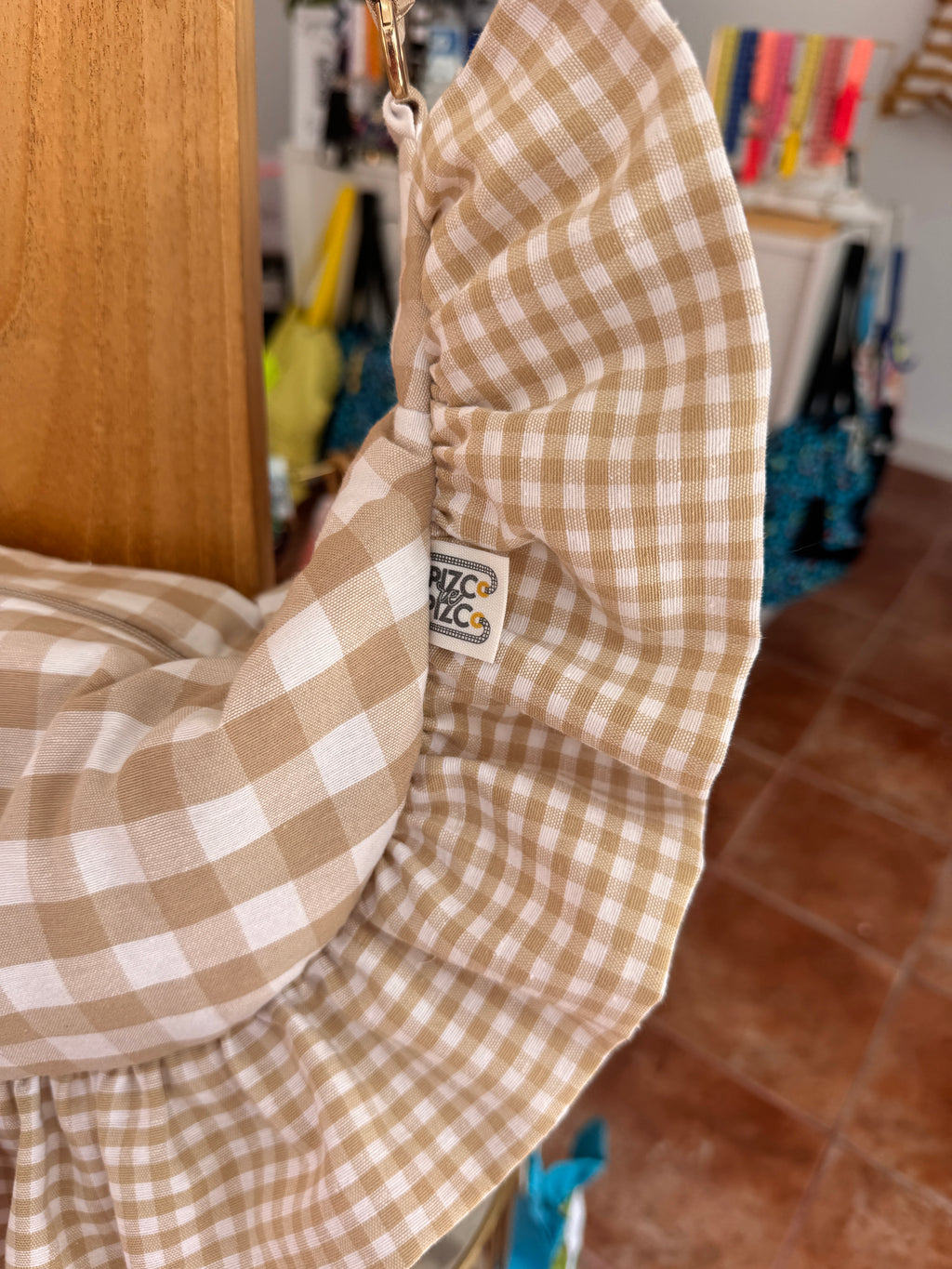 Mustard Gingham Baguette Bag