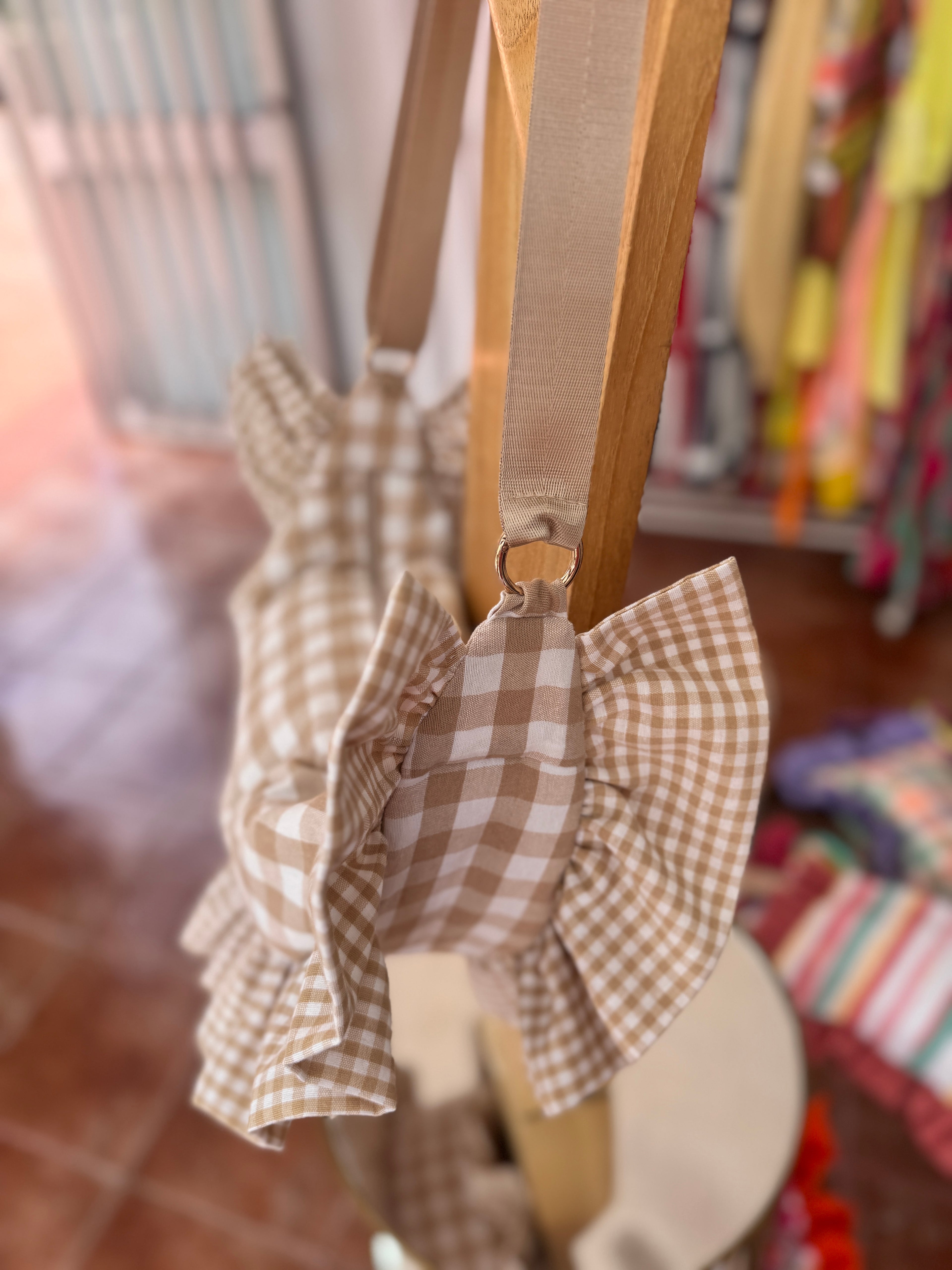 Mustard Gingham Baguette Bag